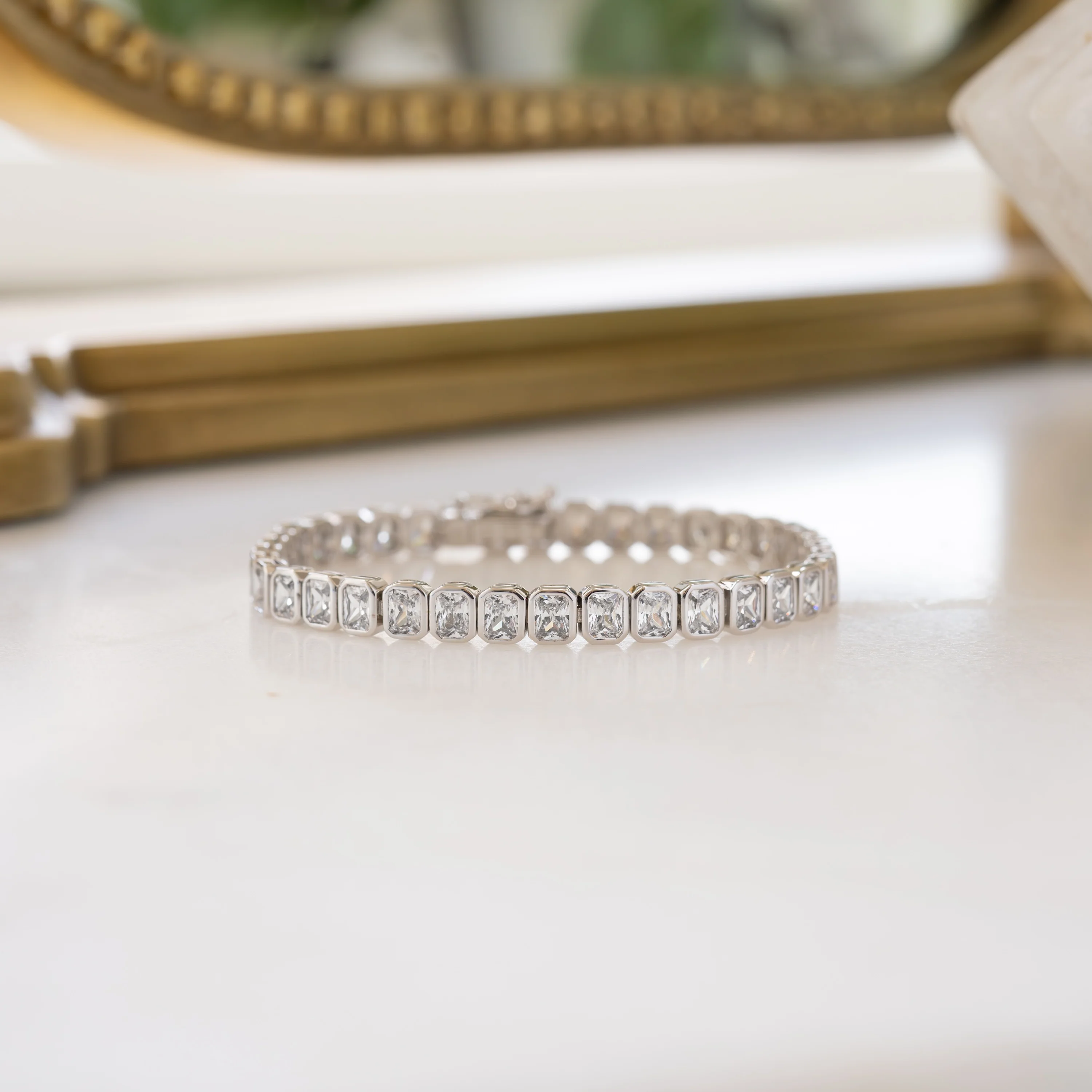 Emerald-Cut Bezel Tennis Bracelet - Image 5
