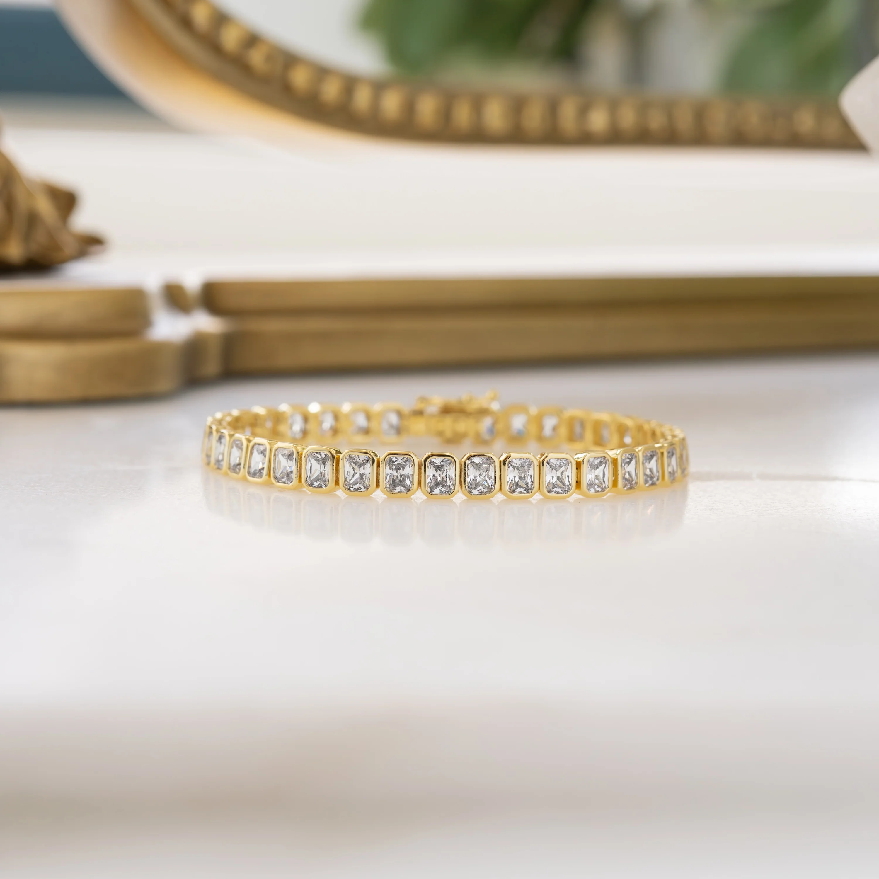 Emerald-Cut Bezel Tennis Bracelet - Image 7