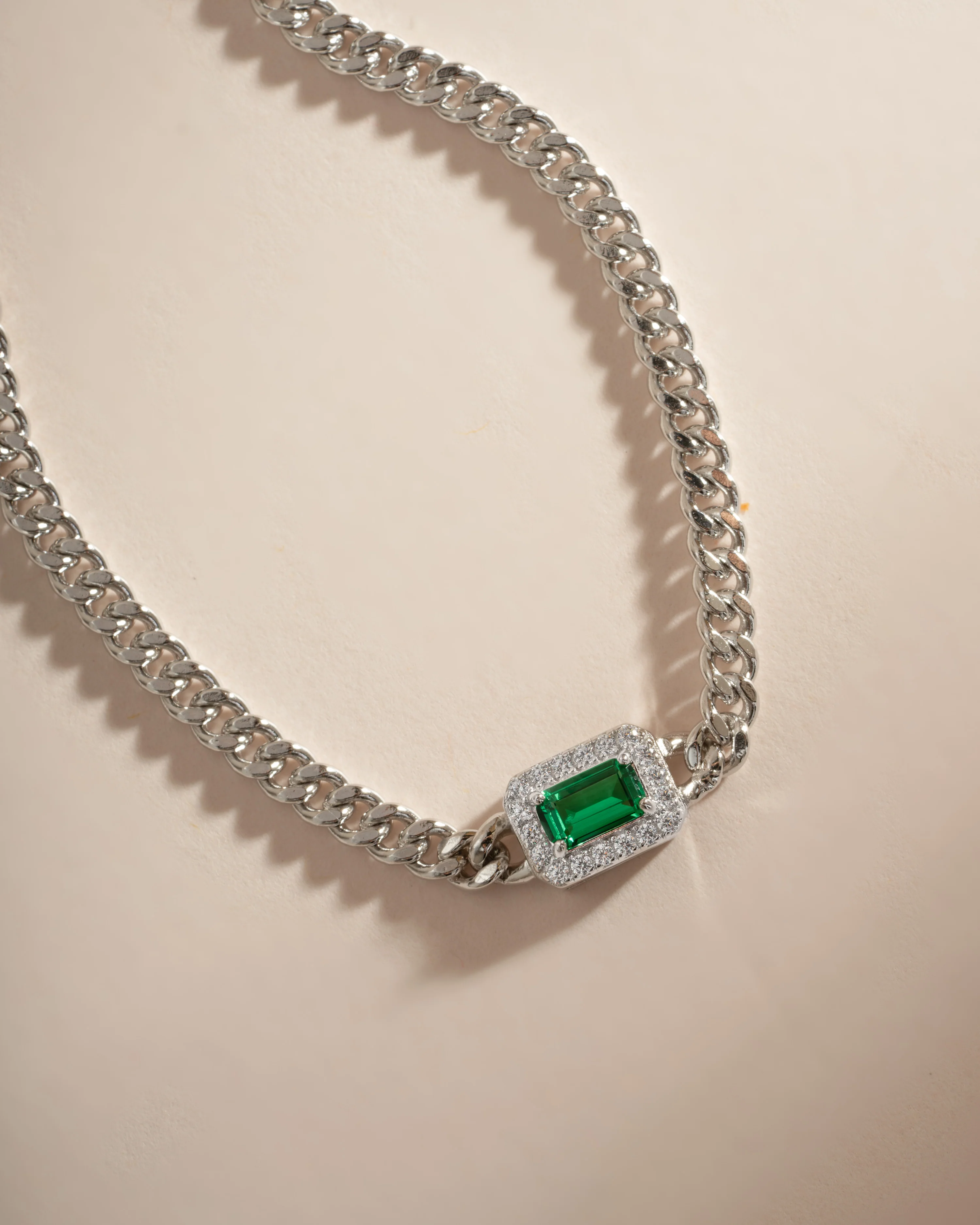 Emerald-Cut Emerald Bracelet with Diamond Halo - Image 3