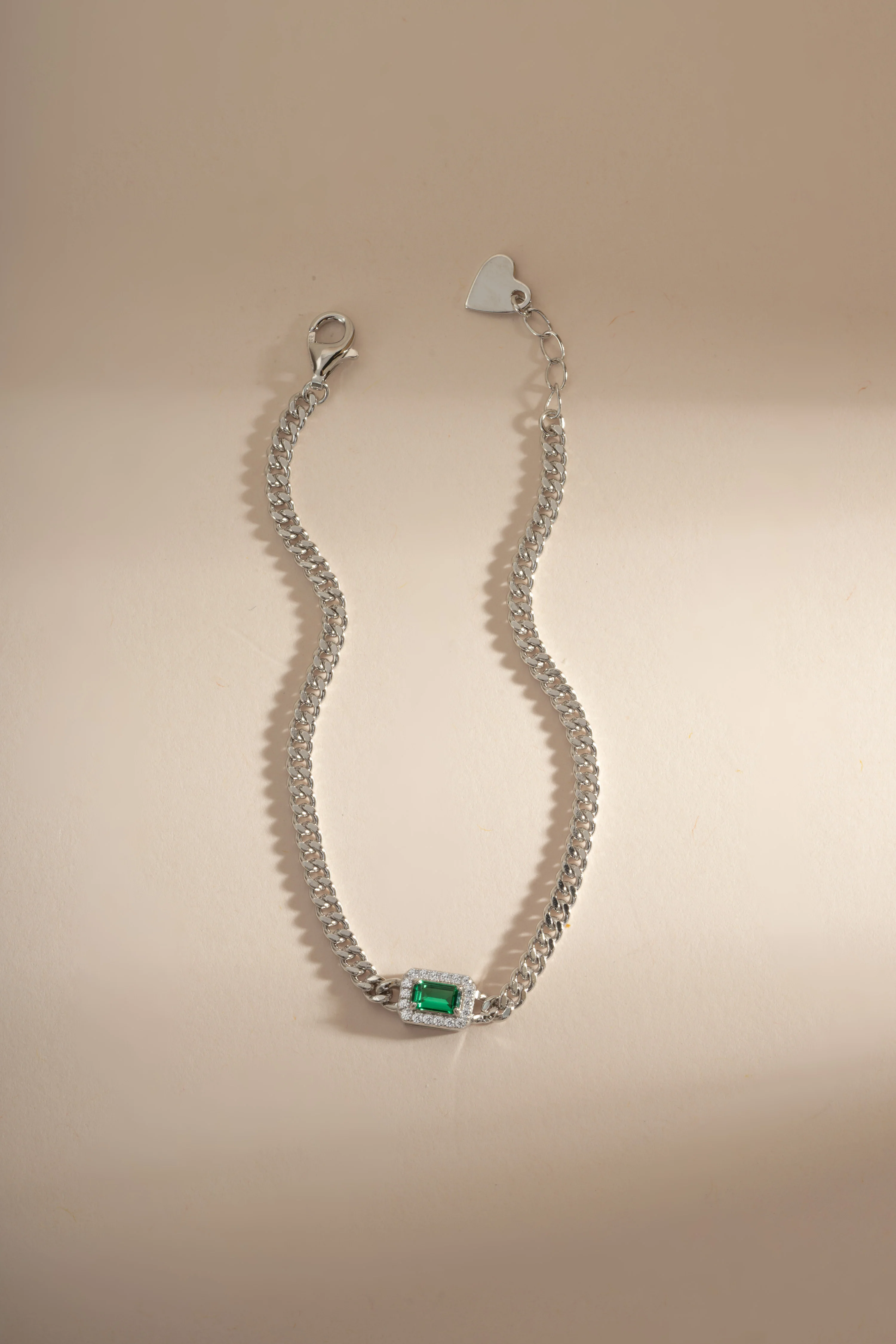 Emerald-Cut Emerald Bracelet with Diamond Halo - Image 4