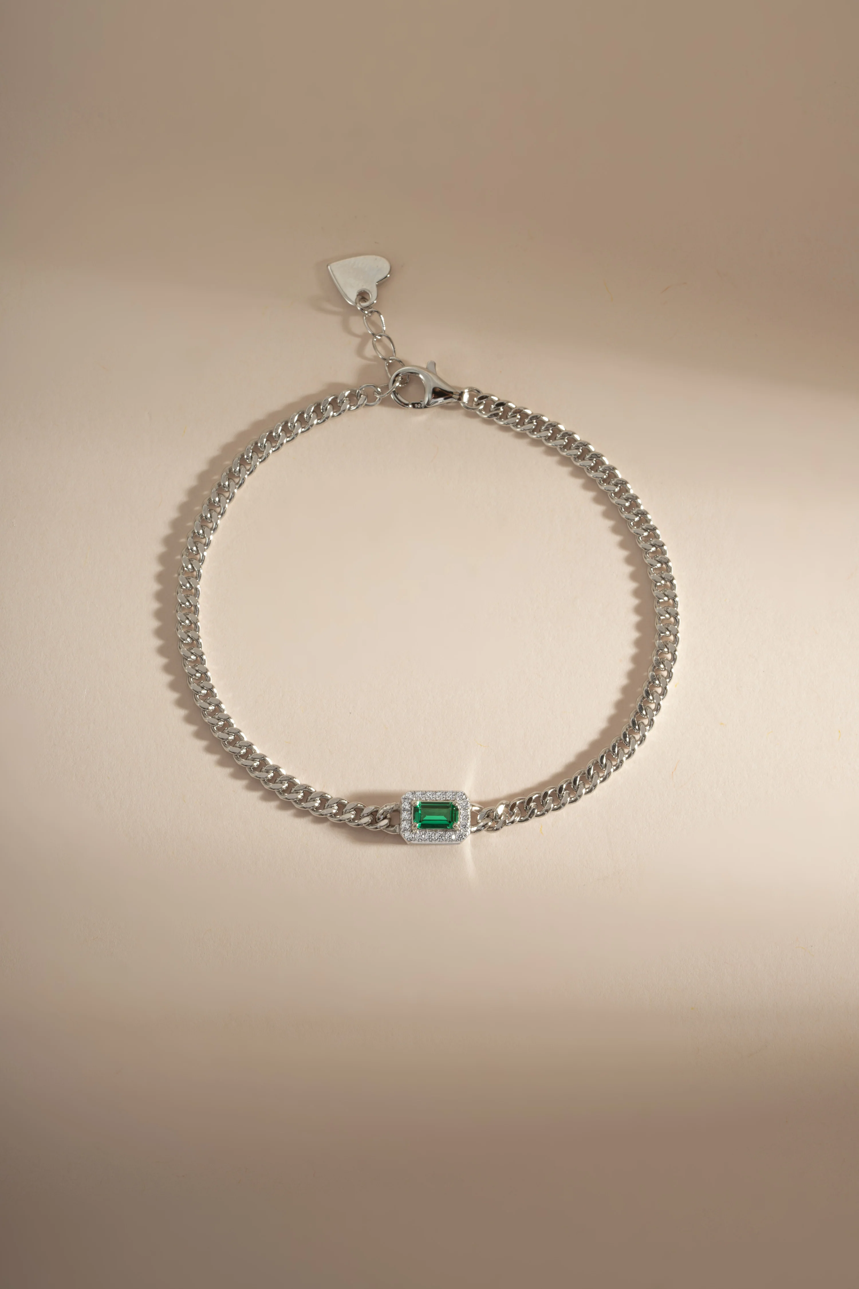 Emerald-Cut Emerald Bracelet with Diamond Halo - Image 5