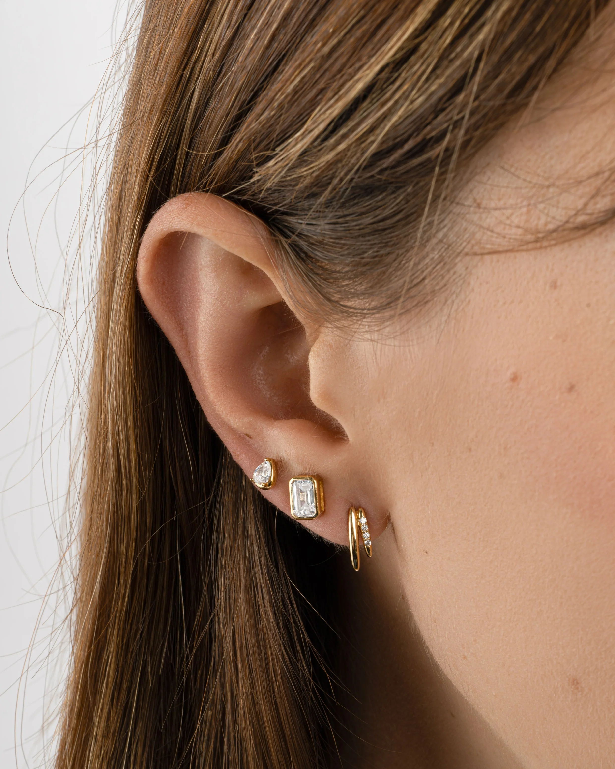 Emerald Cut Stud Earrings - Image 2