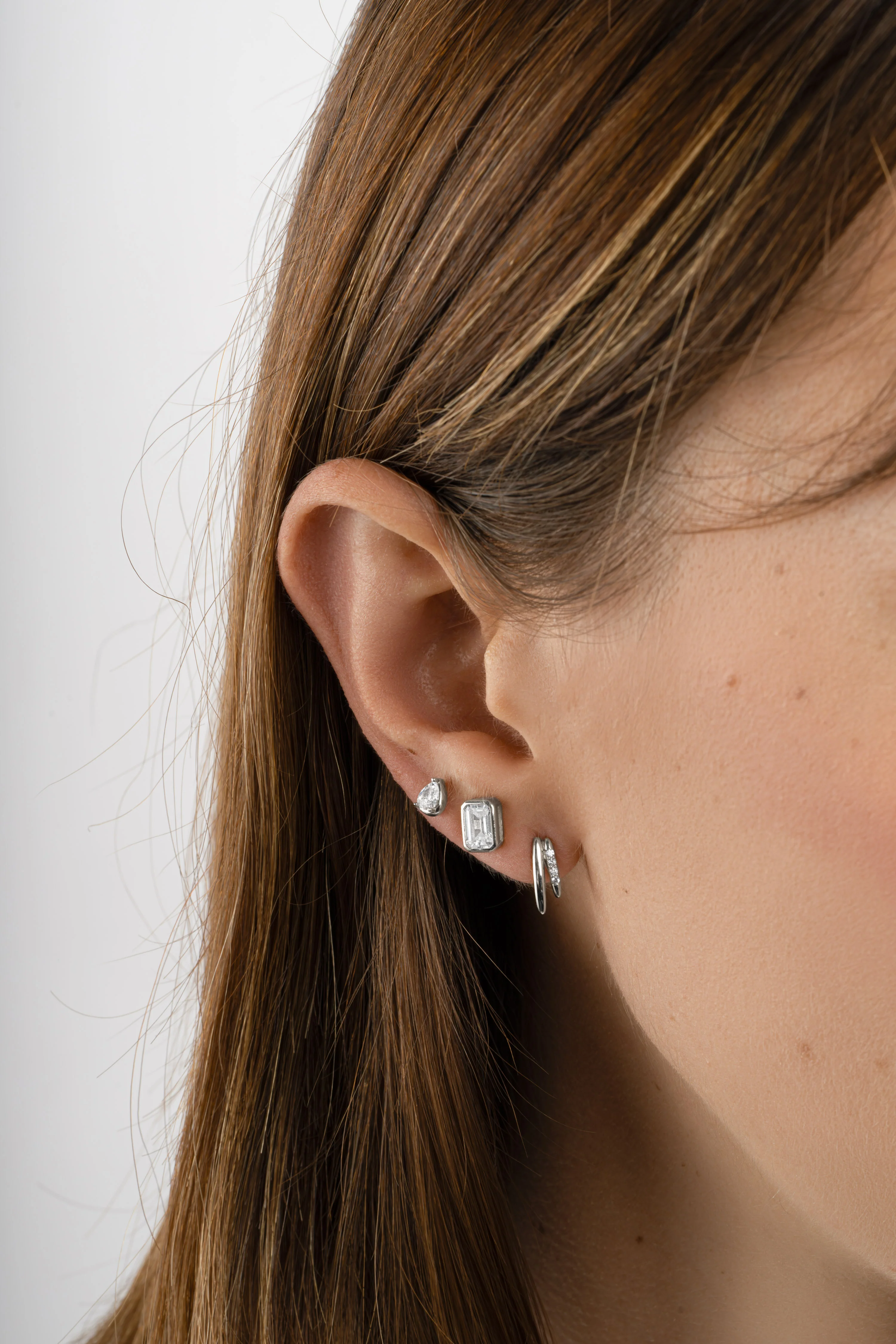 Emerald Cut Stud Earrings - Image 4