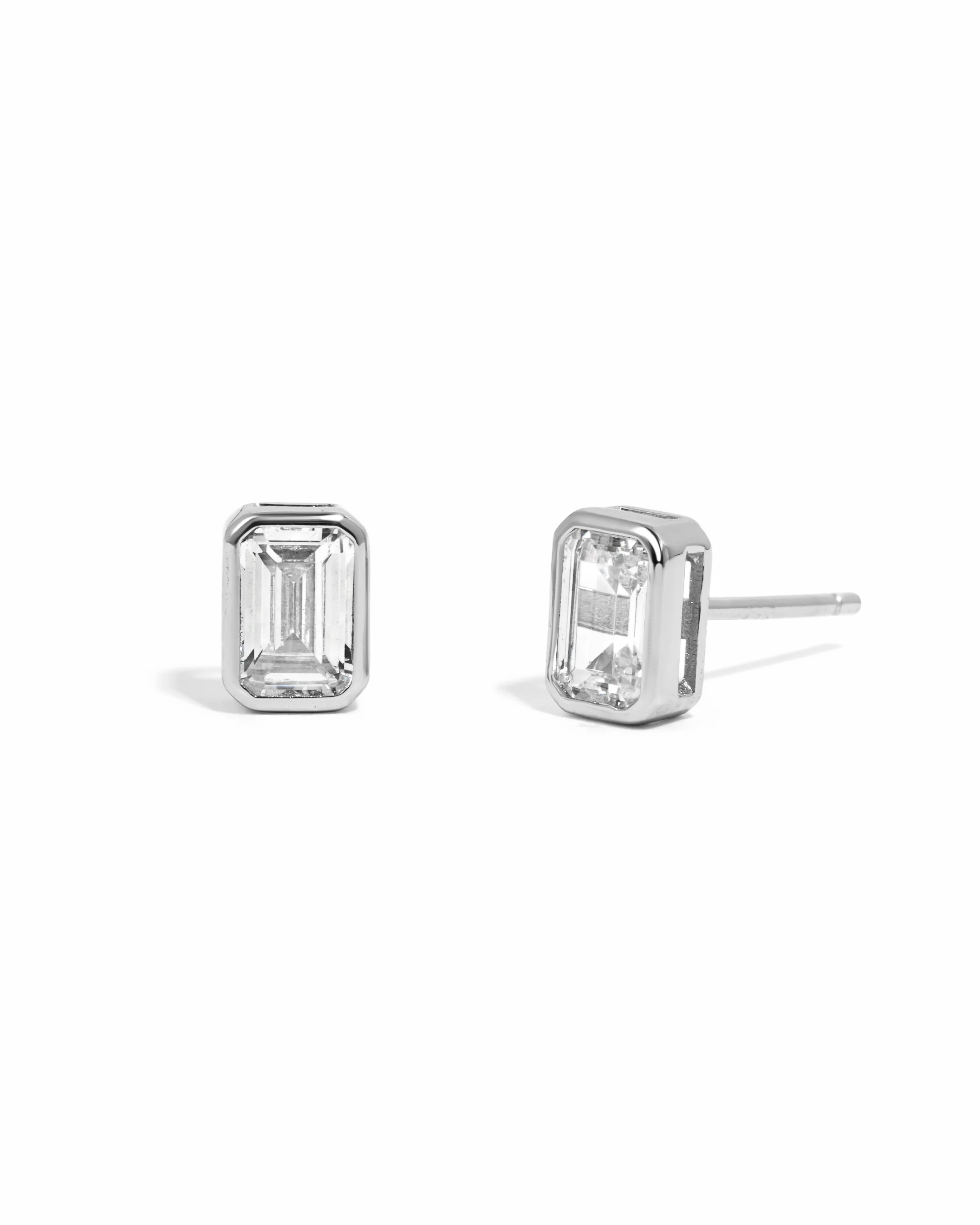 Emerald Cut Stud Earrings - Image 8