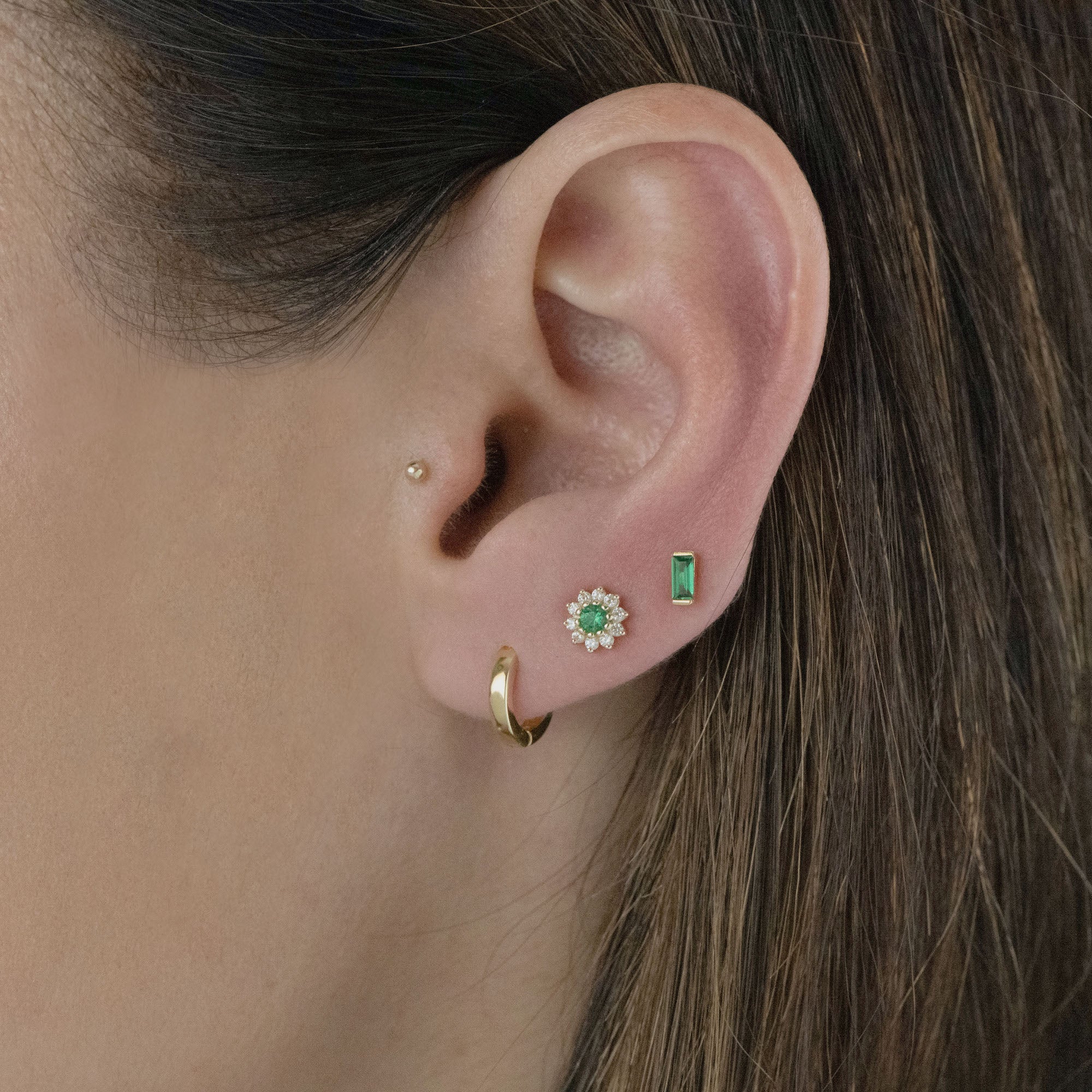 Emerald Dainty Flower Studs - Image 2