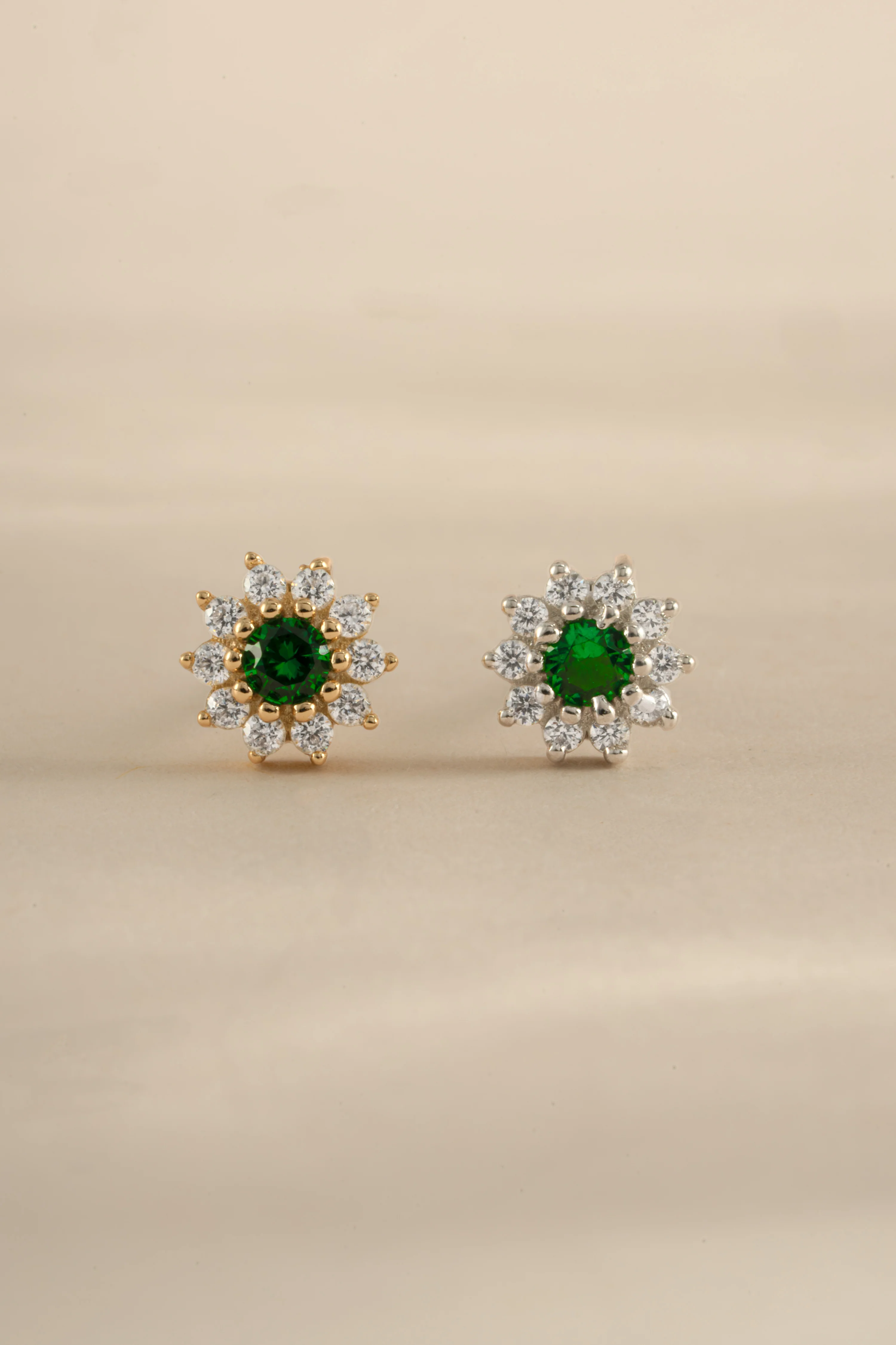 Emerald Dainty Flower Studs - Image 3