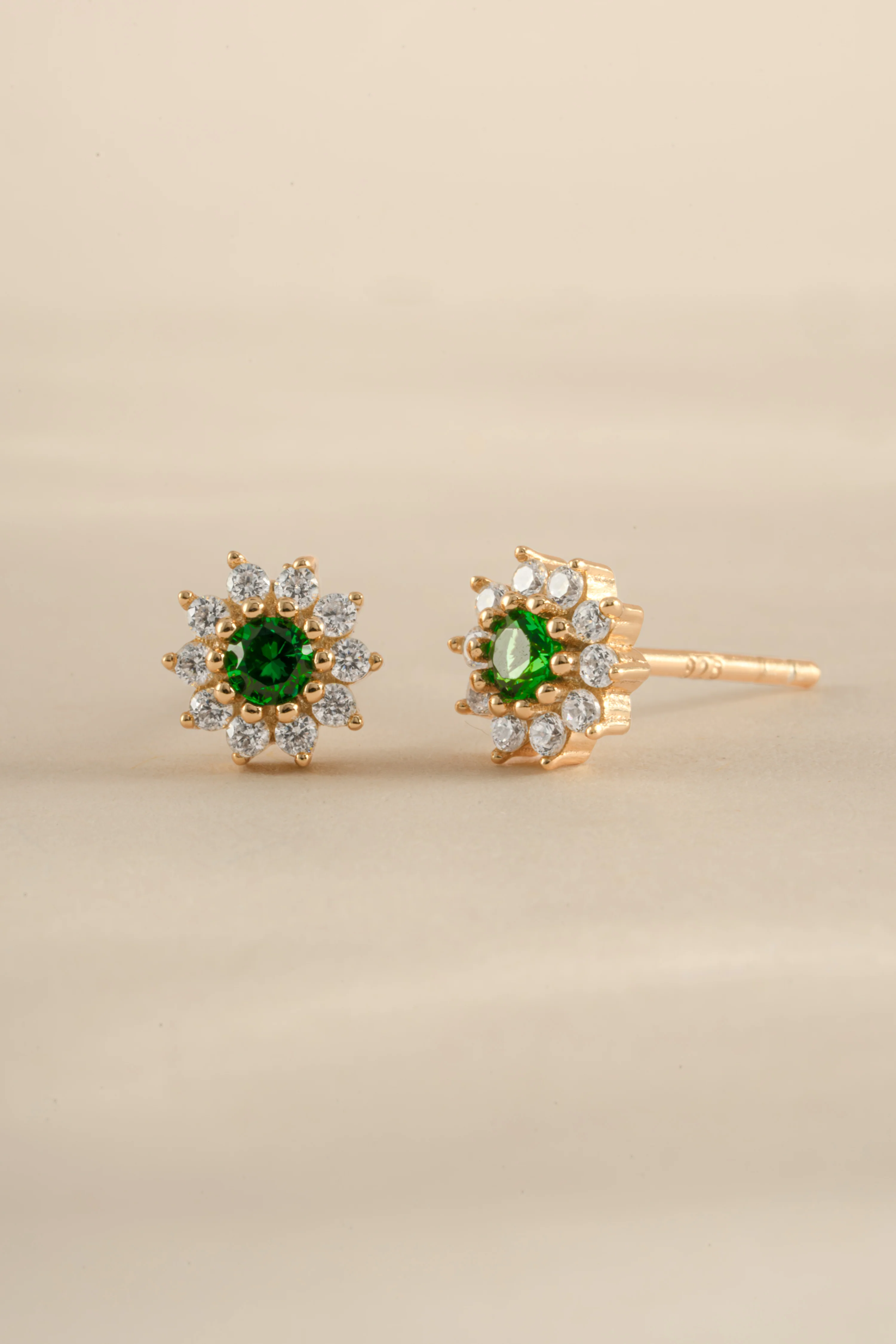Emerald Dainty Flower Studs - Image 5