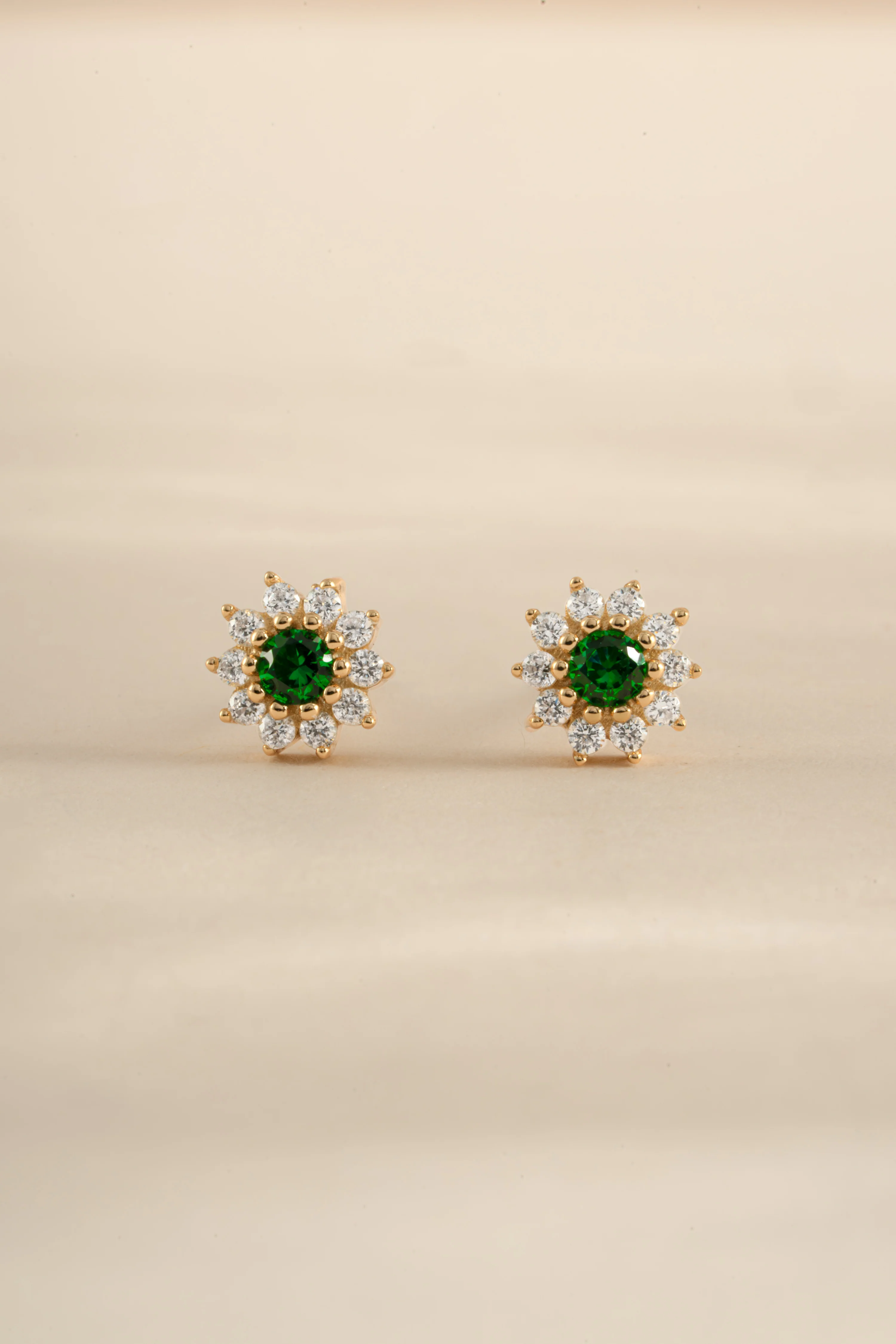 Emerald Dainty Flower Studs - Image 6