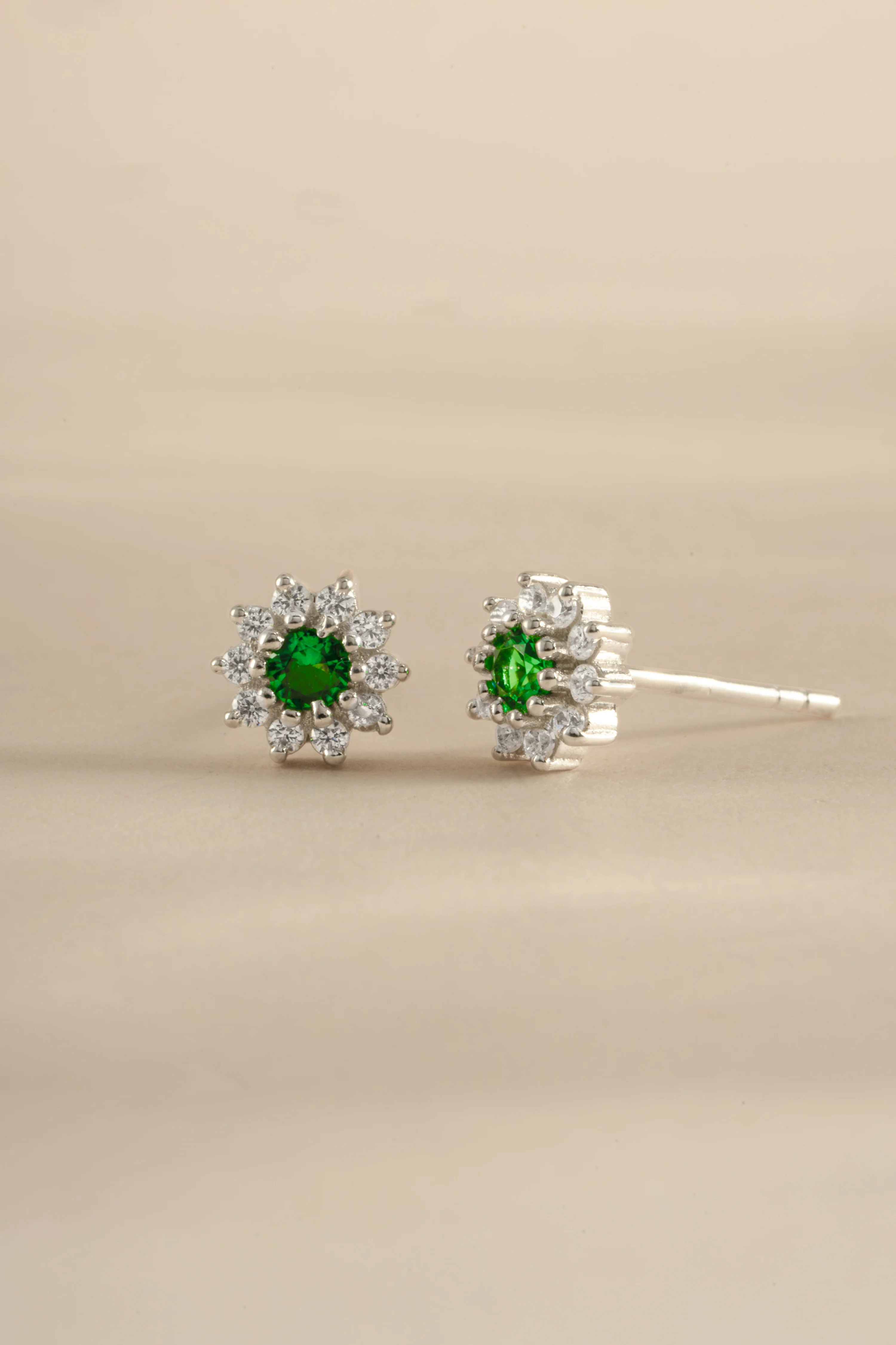 Emerald Dainty Flower Studs - Image 7