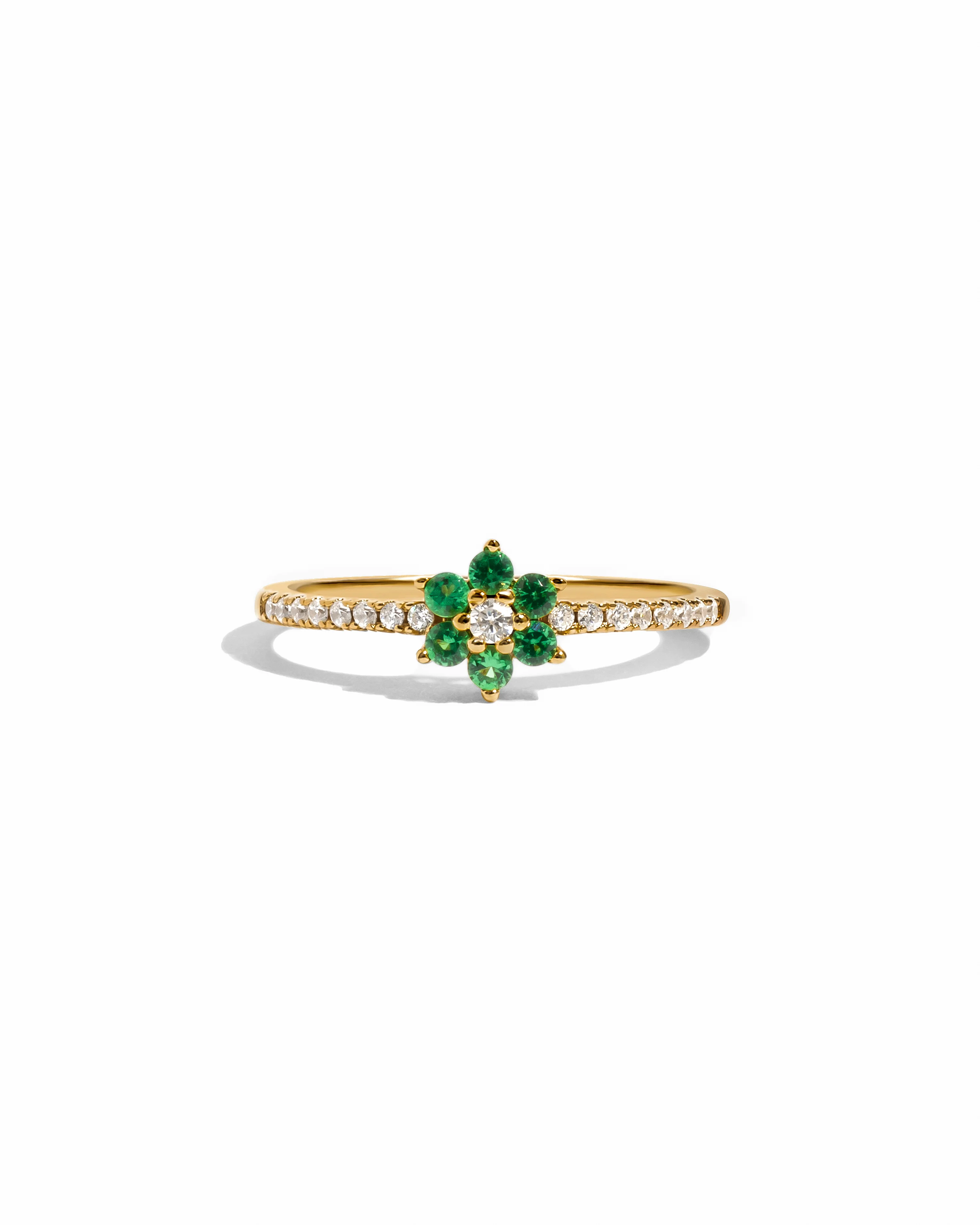 Emerald Flower Ring