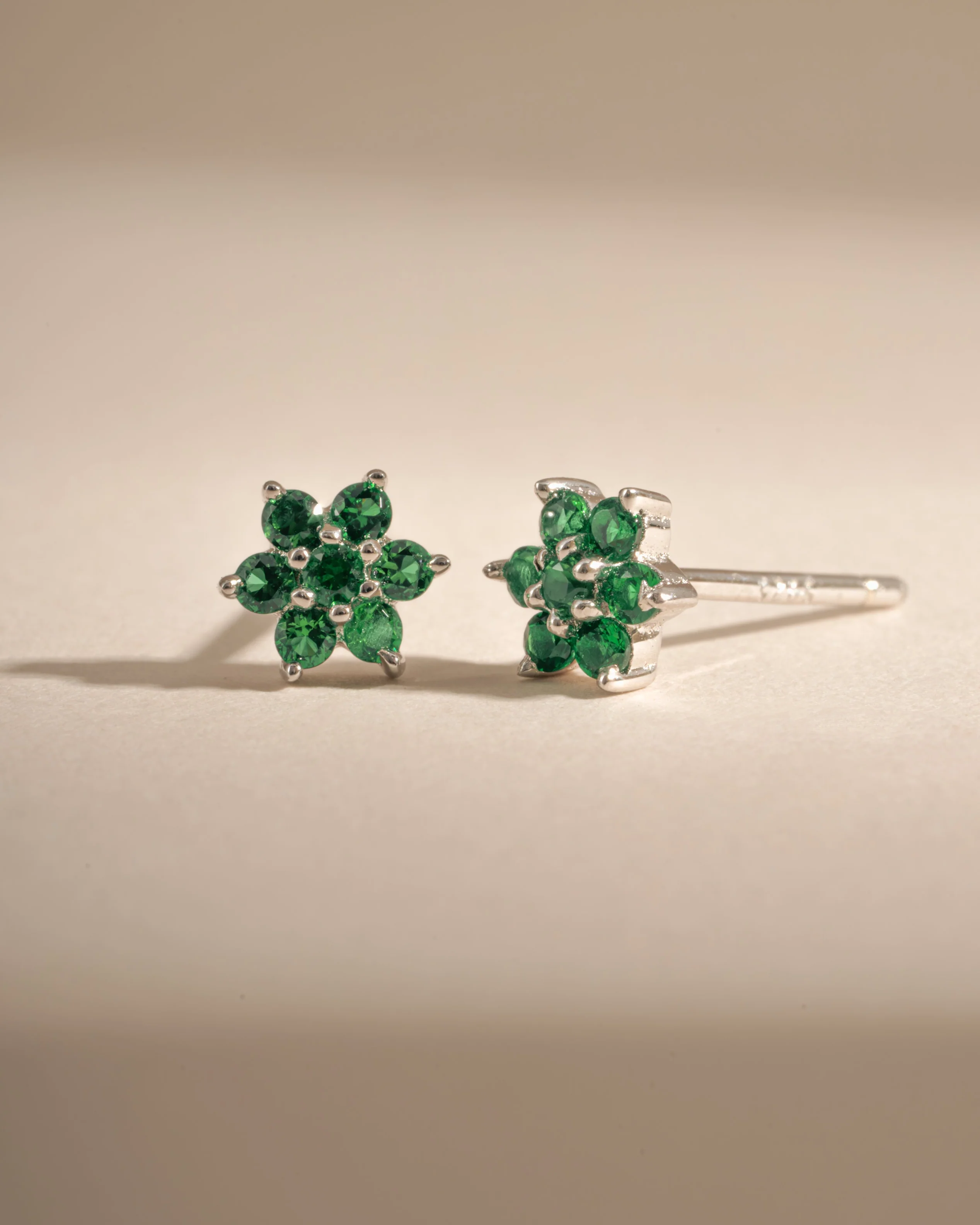 Emerald Flower Studs - Image 3