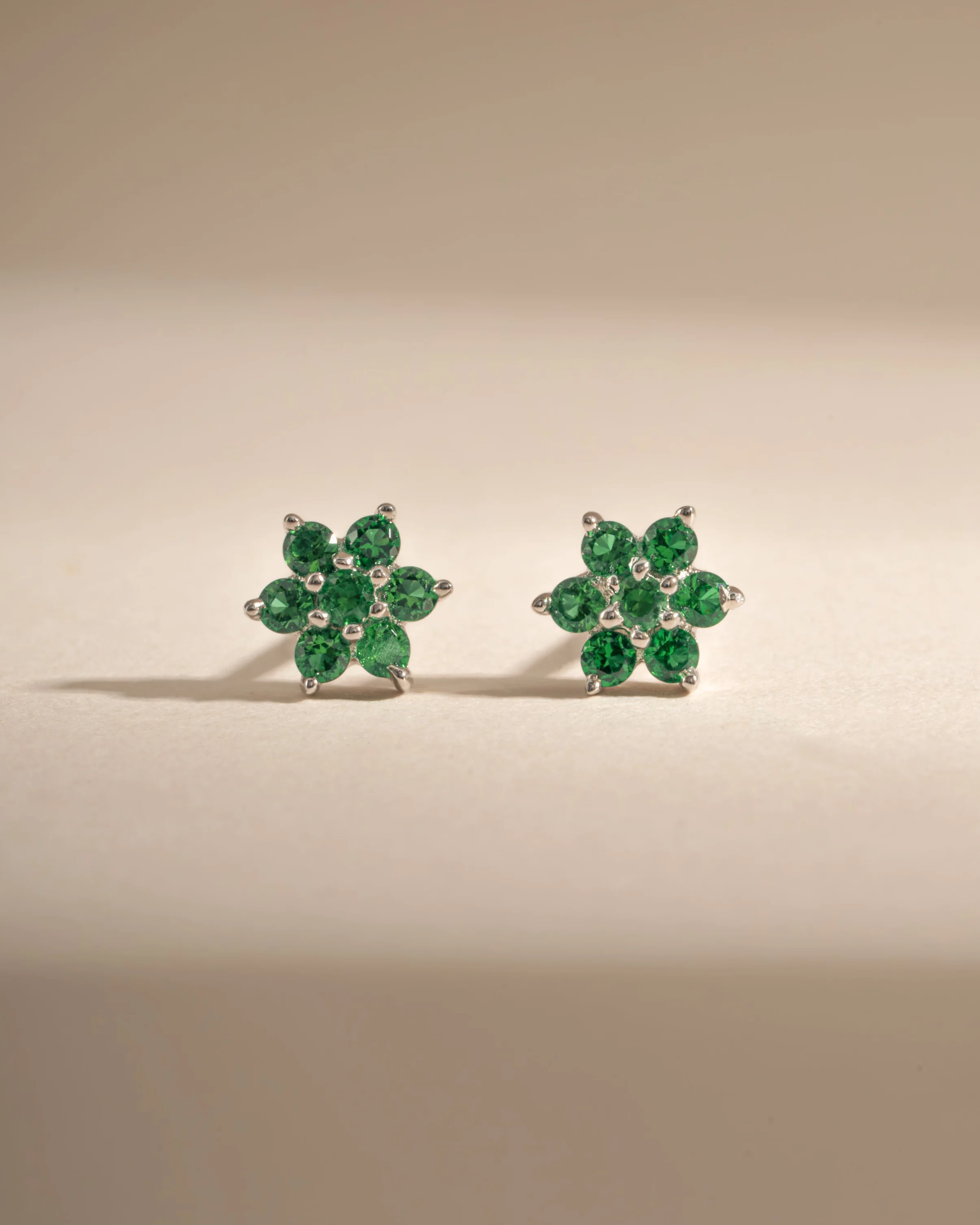 Emerald Flower Studs - Image 5