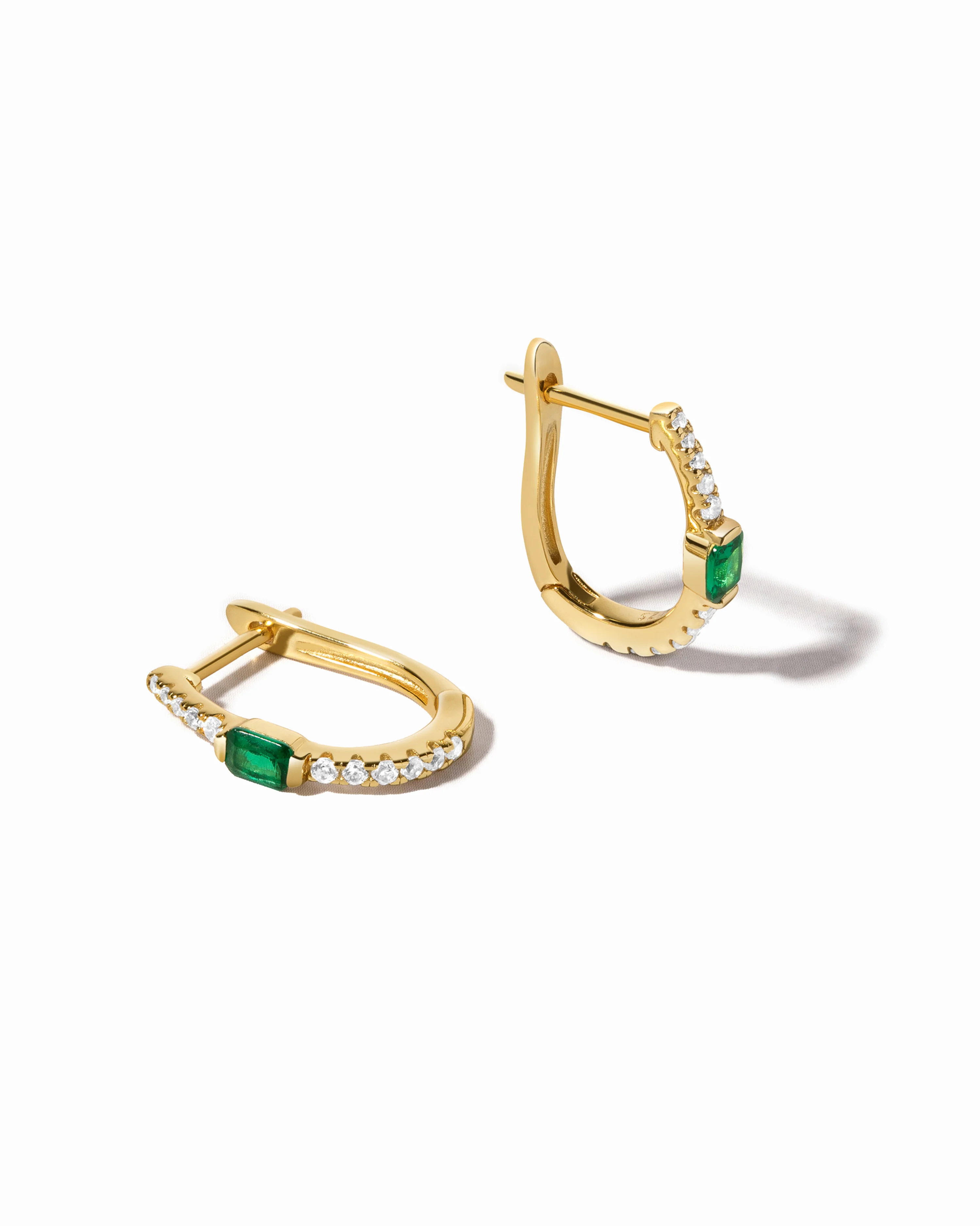 Emerald Hoop Earrings
