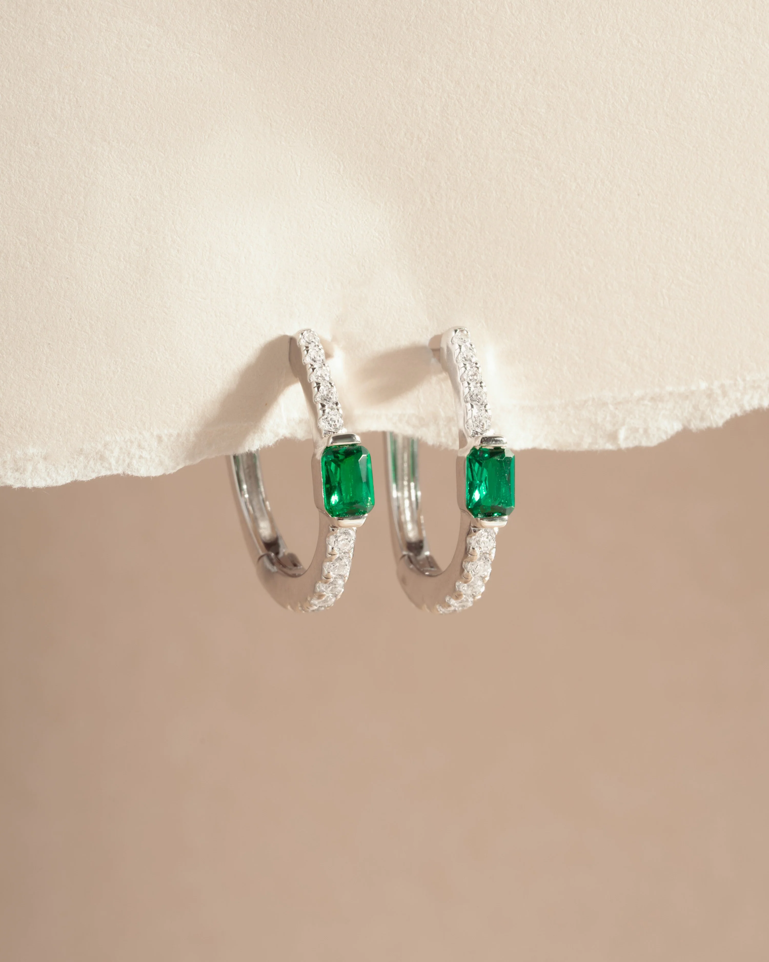 Emerald Hoop Earrings - Image 3