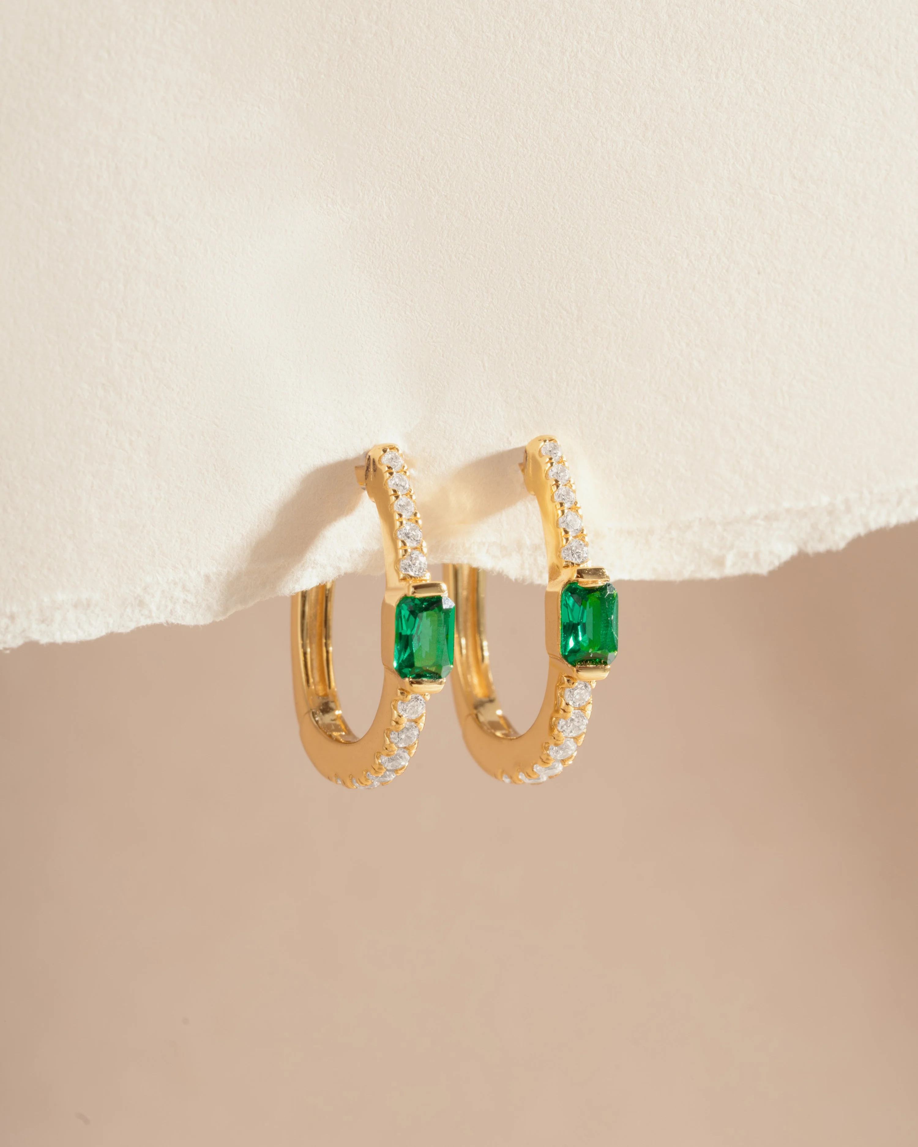 Emerald Hoop Earrings - Image 4