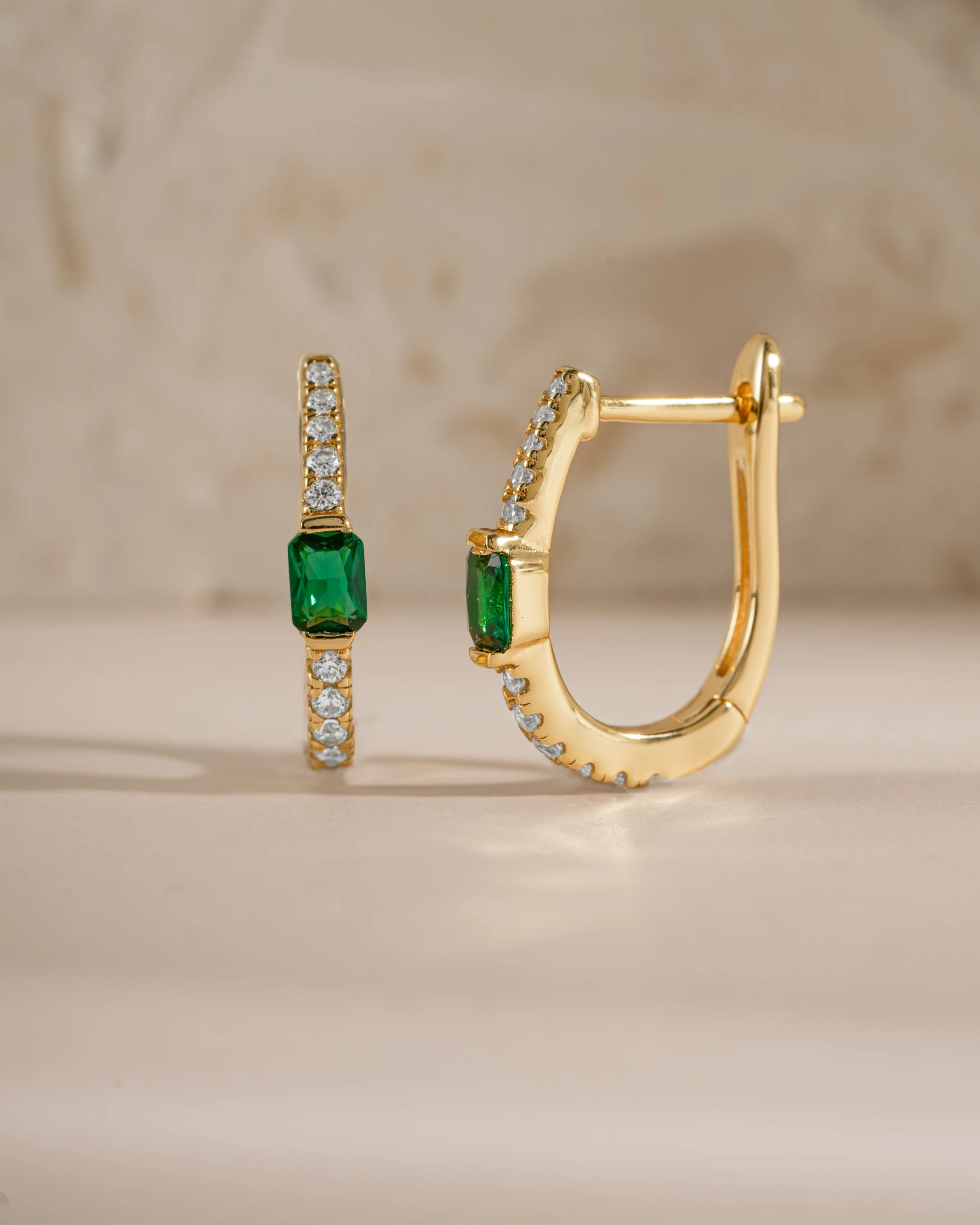 Emerald Hoop Earrings - Image 6