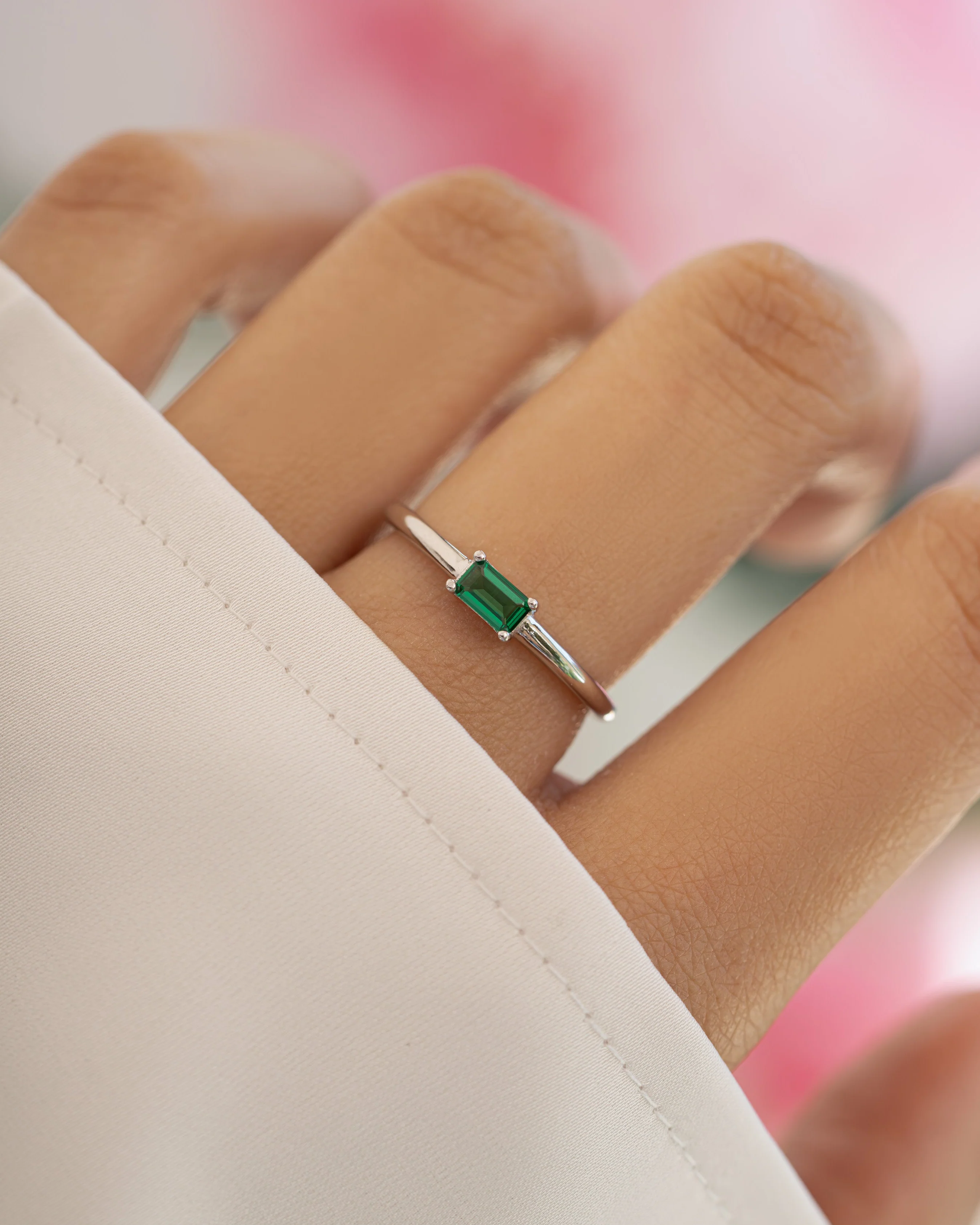Emerald Lori Baguette Ring - Image 4