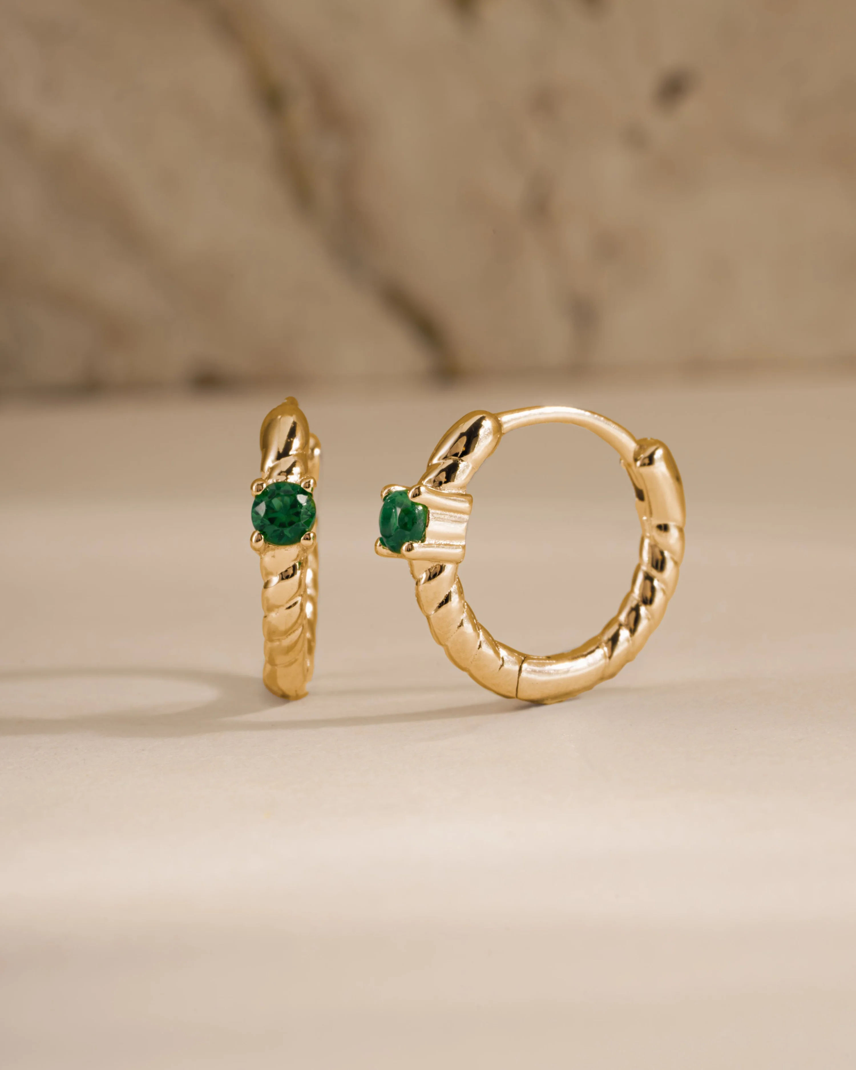 Emerald Spiral Huggie Hoops - Image 6