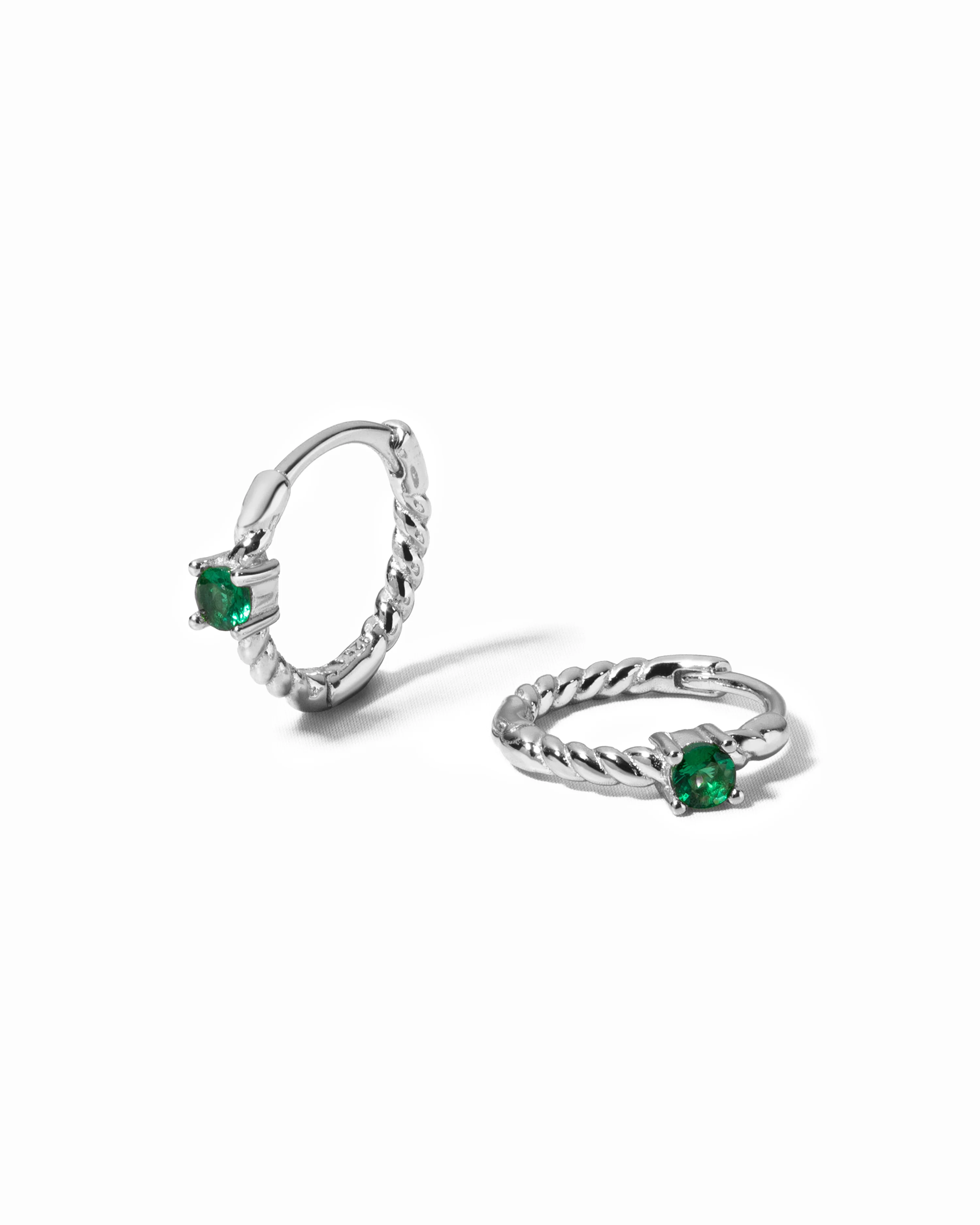 Emerald Spiral Huggie Hoops - Image 7