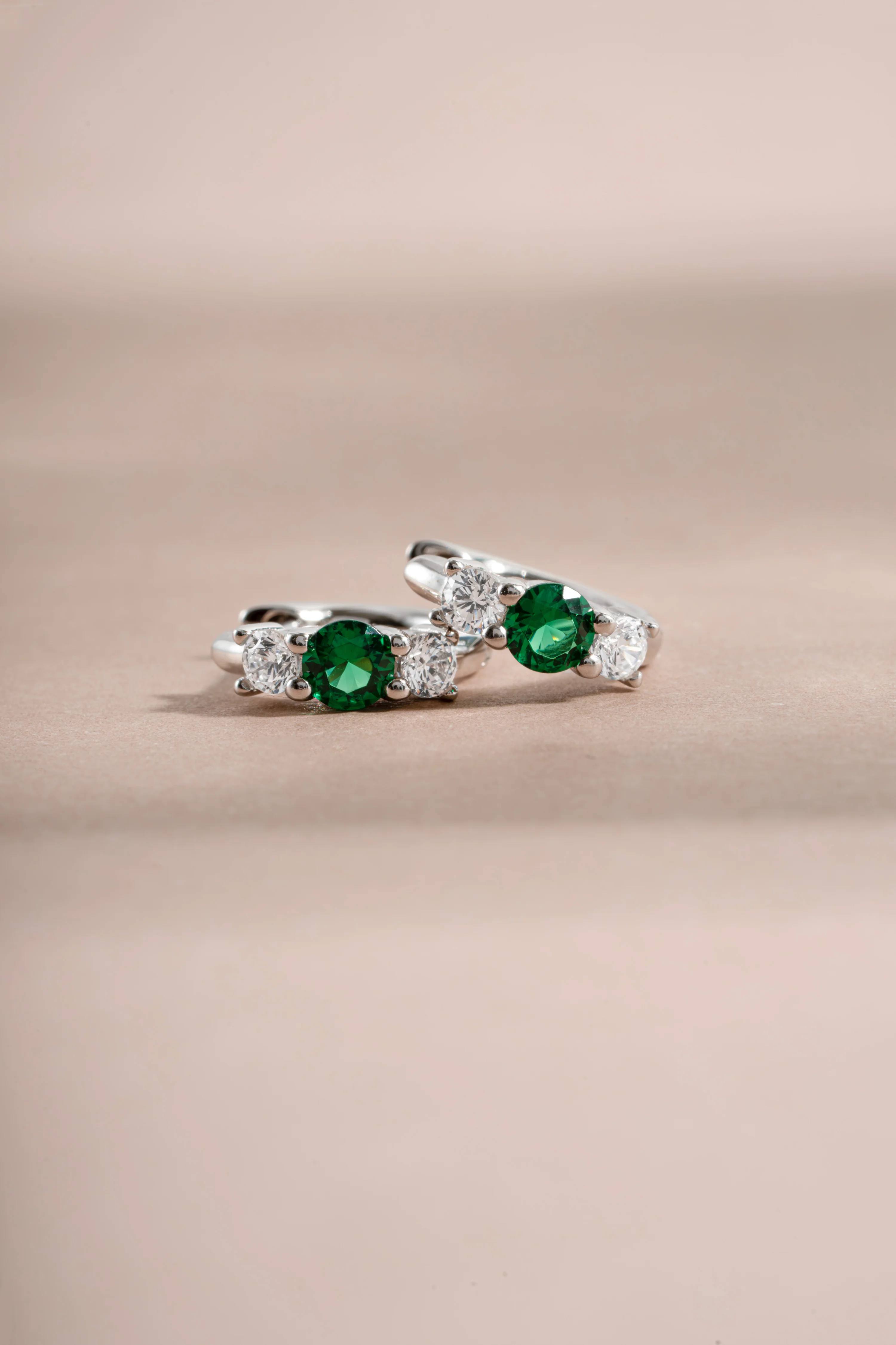 Emerald Three Stone Huggie Hoops - Image 5