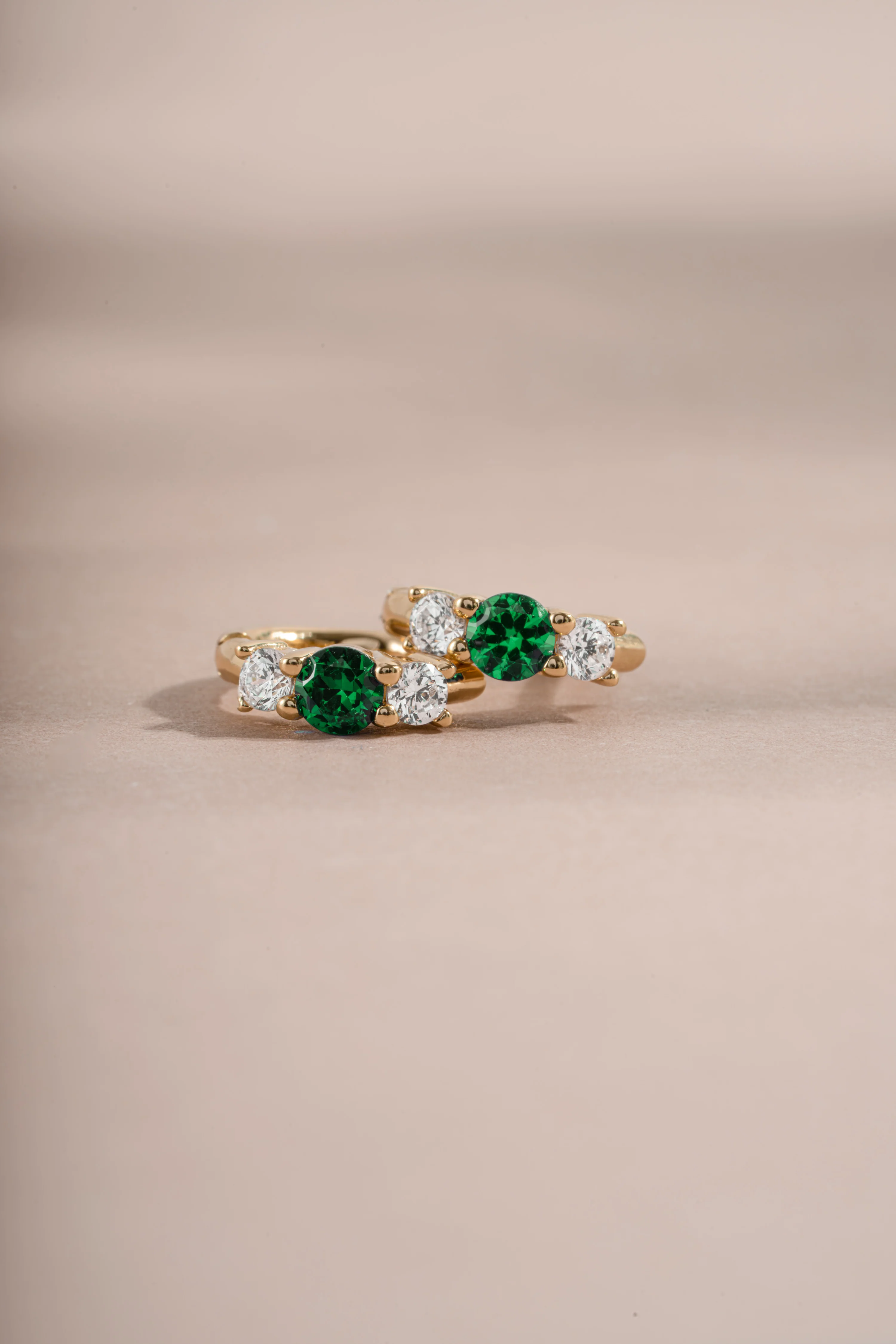 Emerald Three Stone Huggie Hoops - Image 7