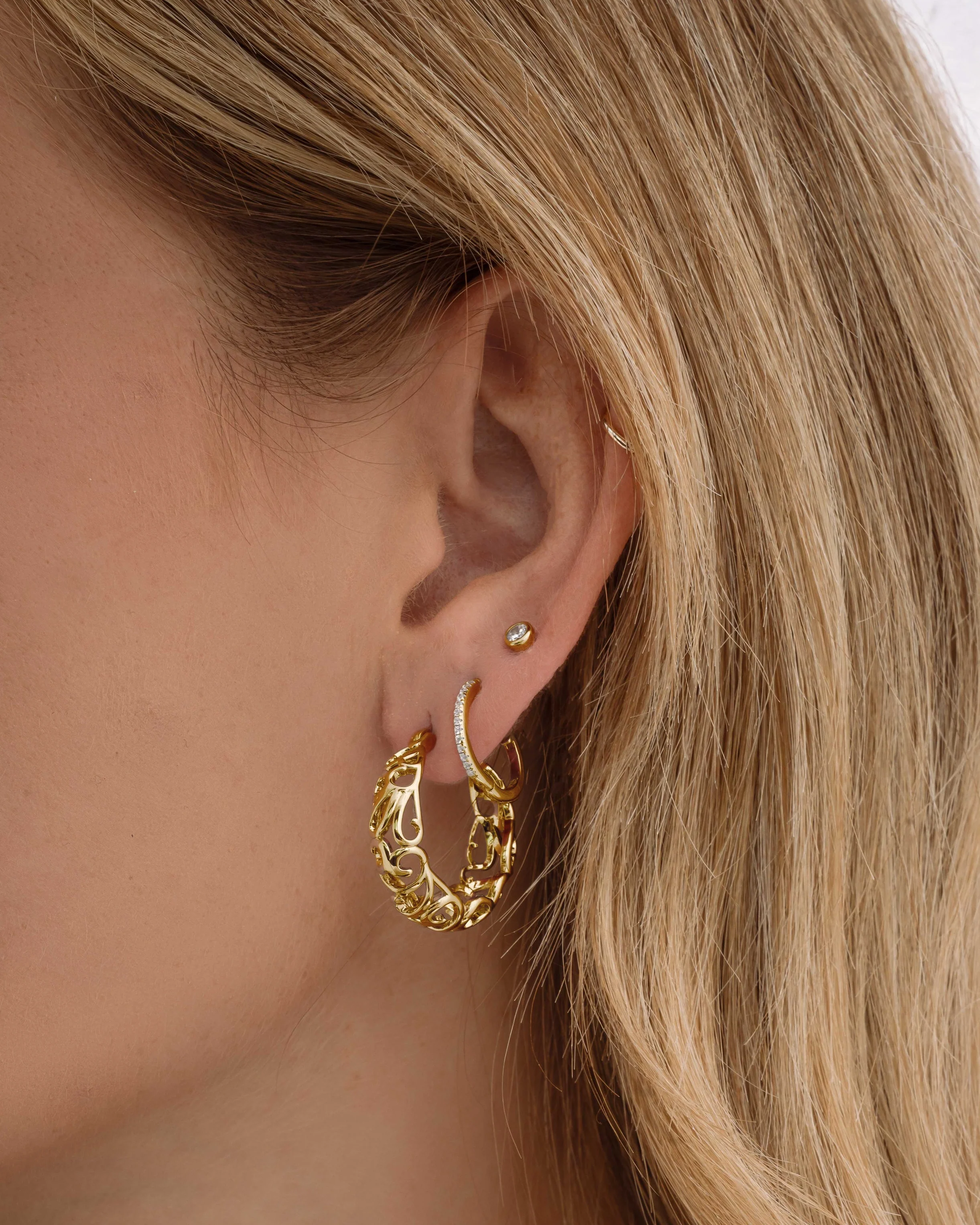 Filigree Tapered Hoops - Image 2