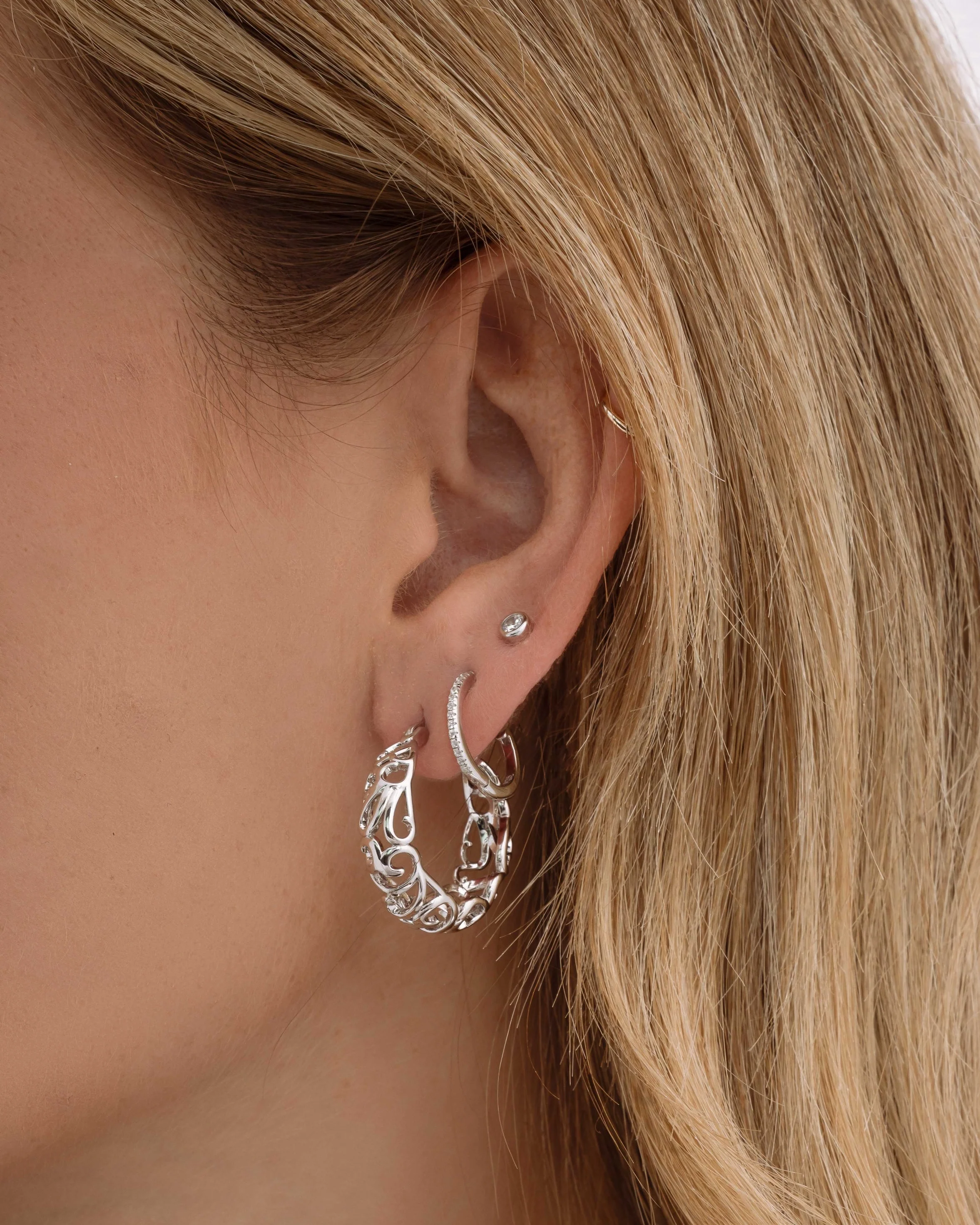Filigree Tapered Hoops - Image 4