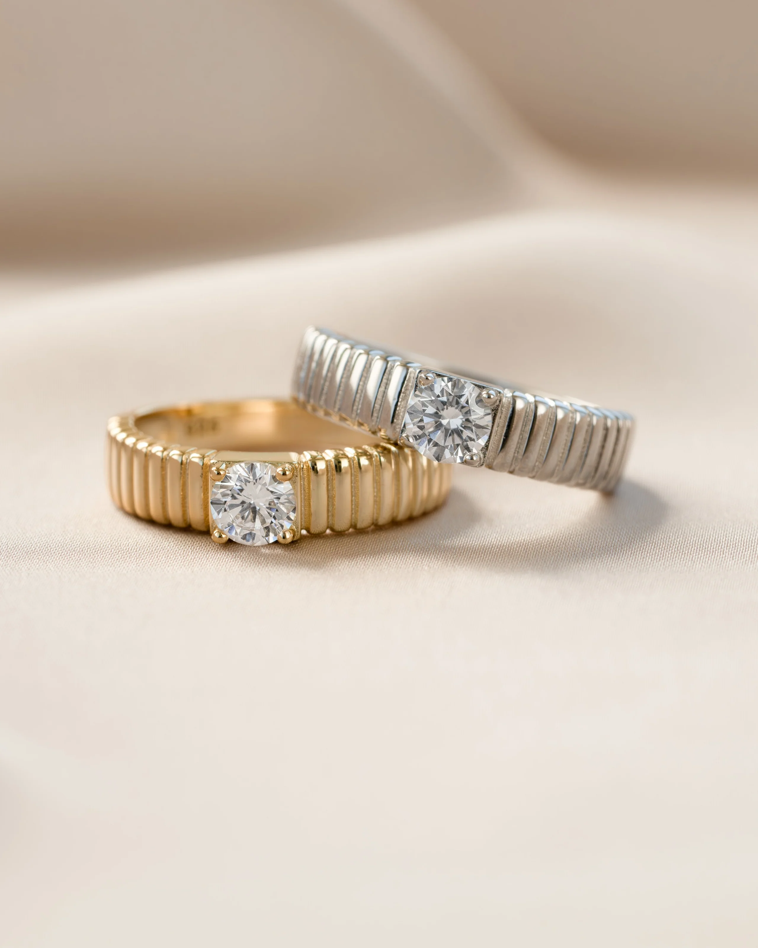 Fluted Solitaire CZ Ring - Image 3