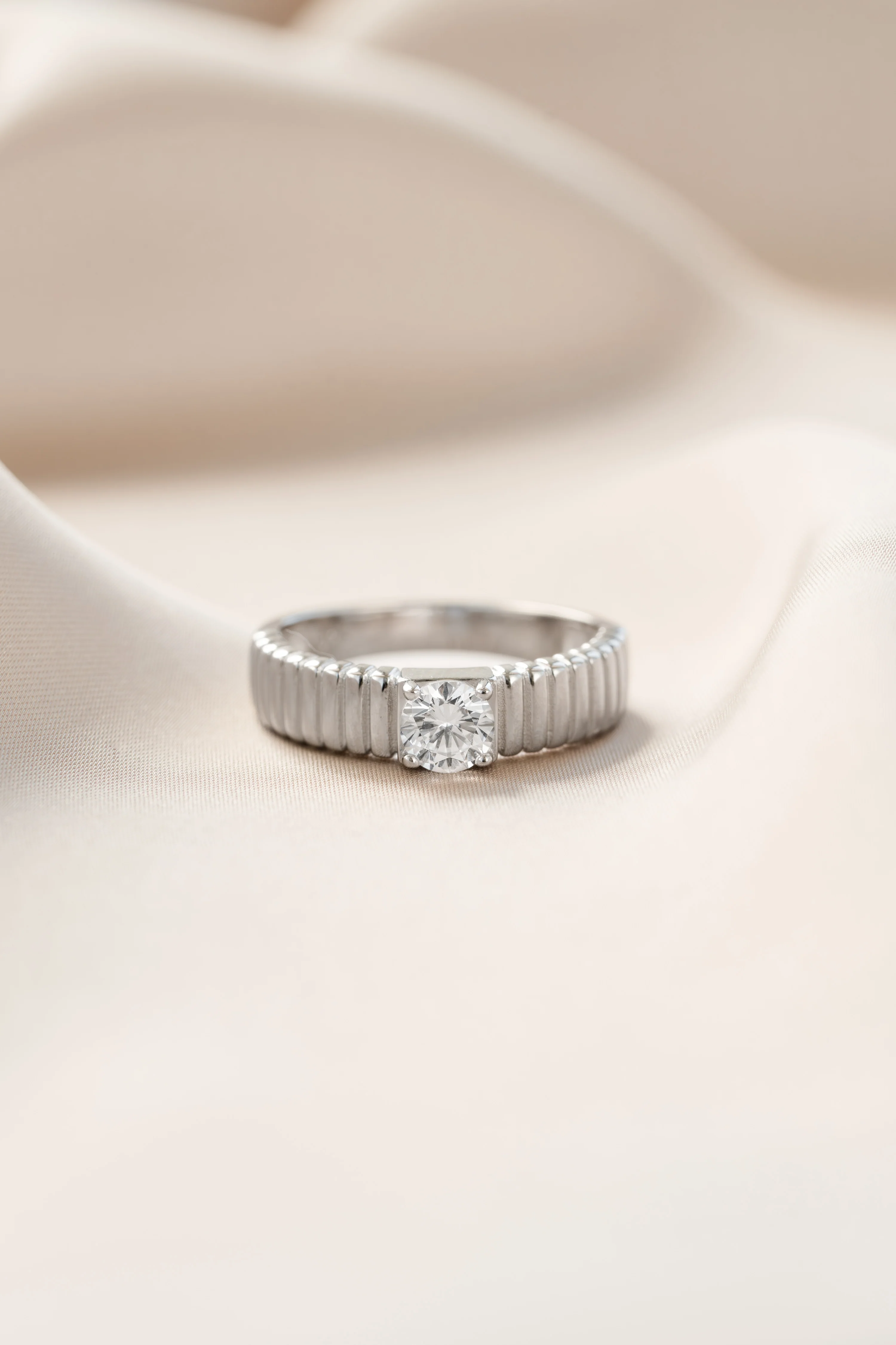 Fluted Solitaire CZ Ring - Image 7