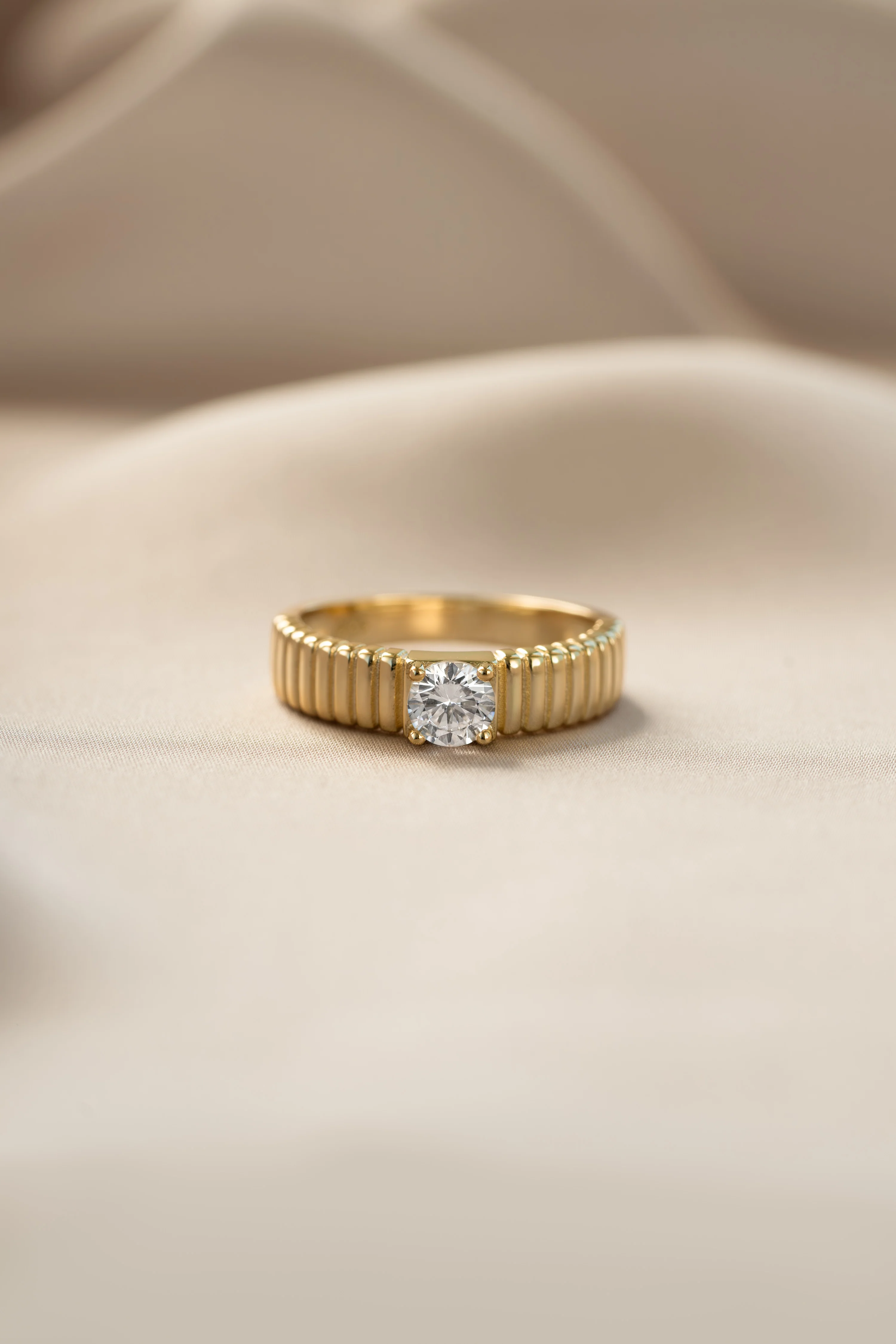 Fluted Solitaire CZ Ring - Image 8