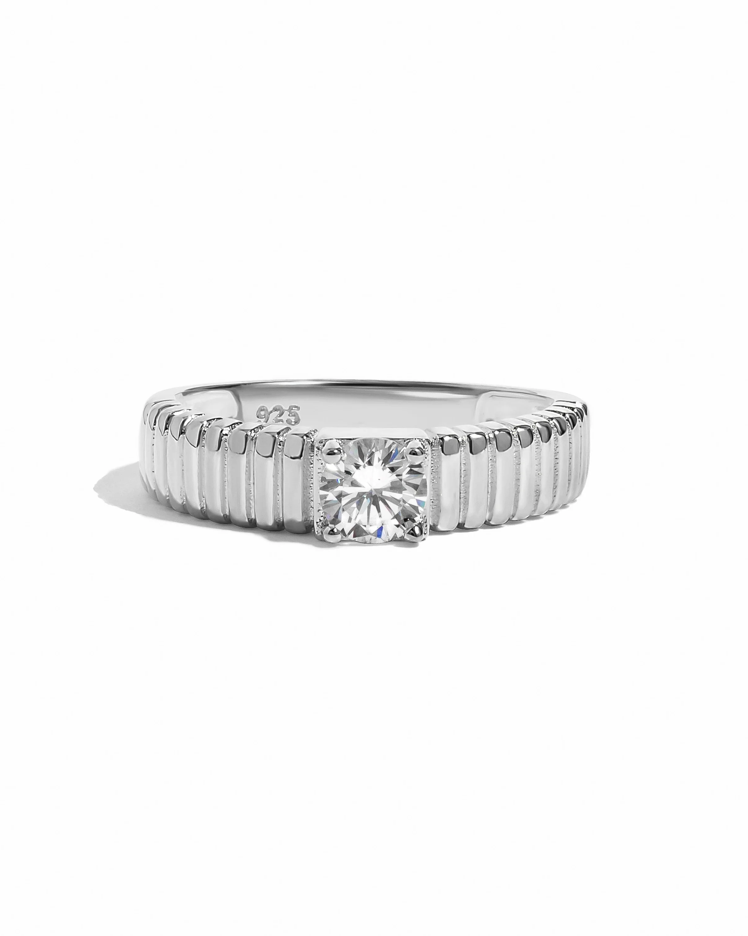 Fluted Solitaire CZ Ring - Image 9