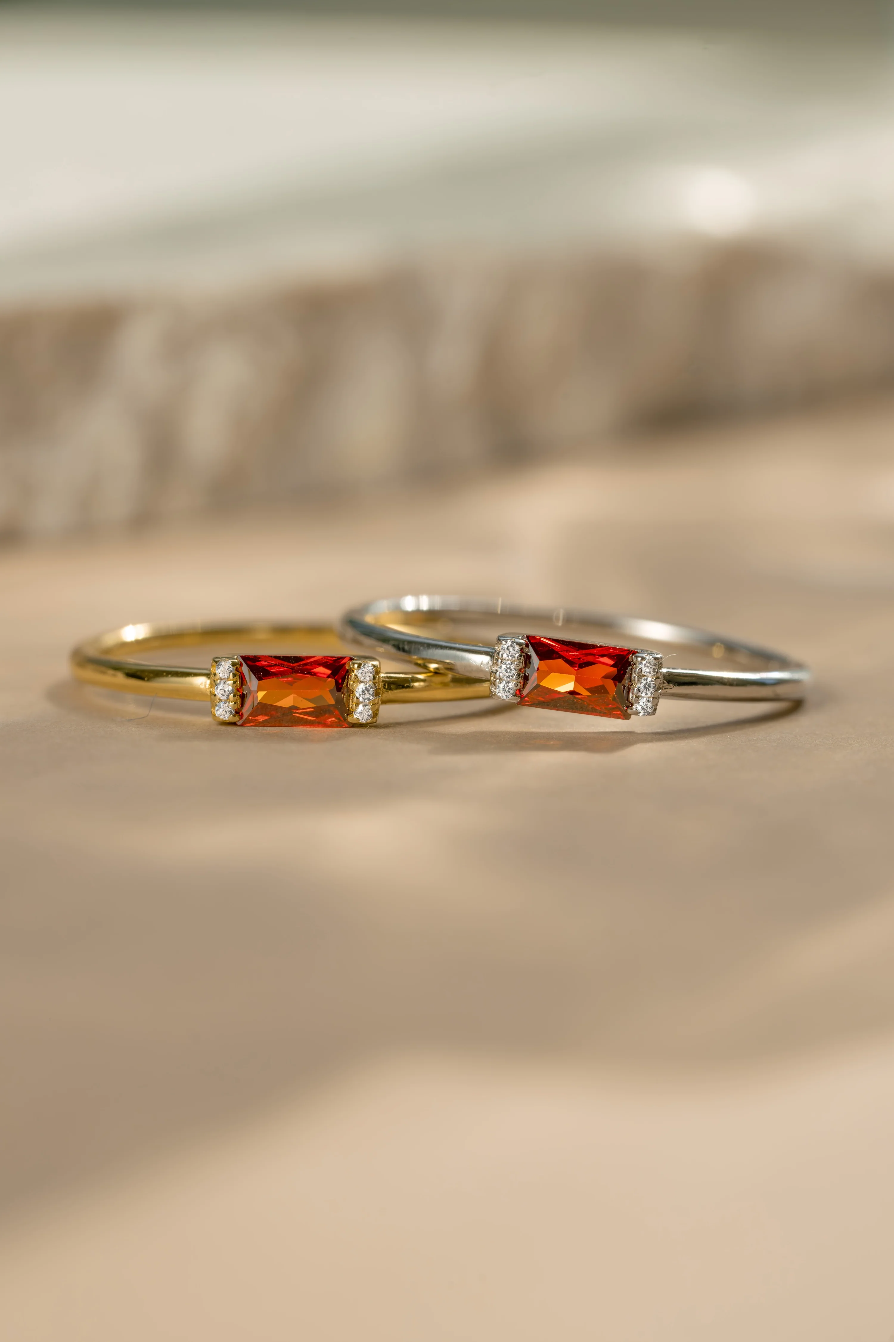 Garnet Simple Baguette Ring - Image 3