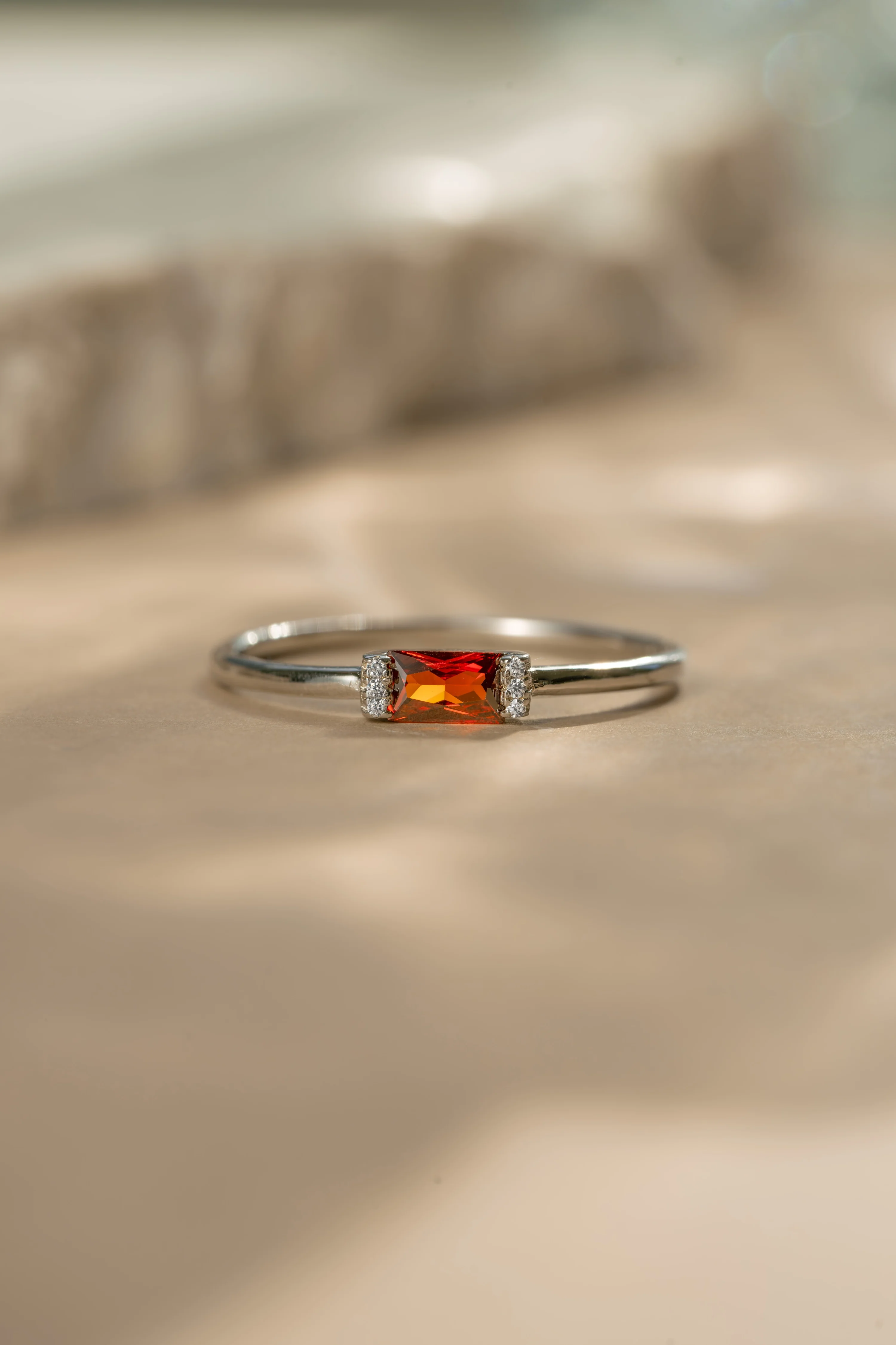 Garnet Simple Baguette Ring - Image 6