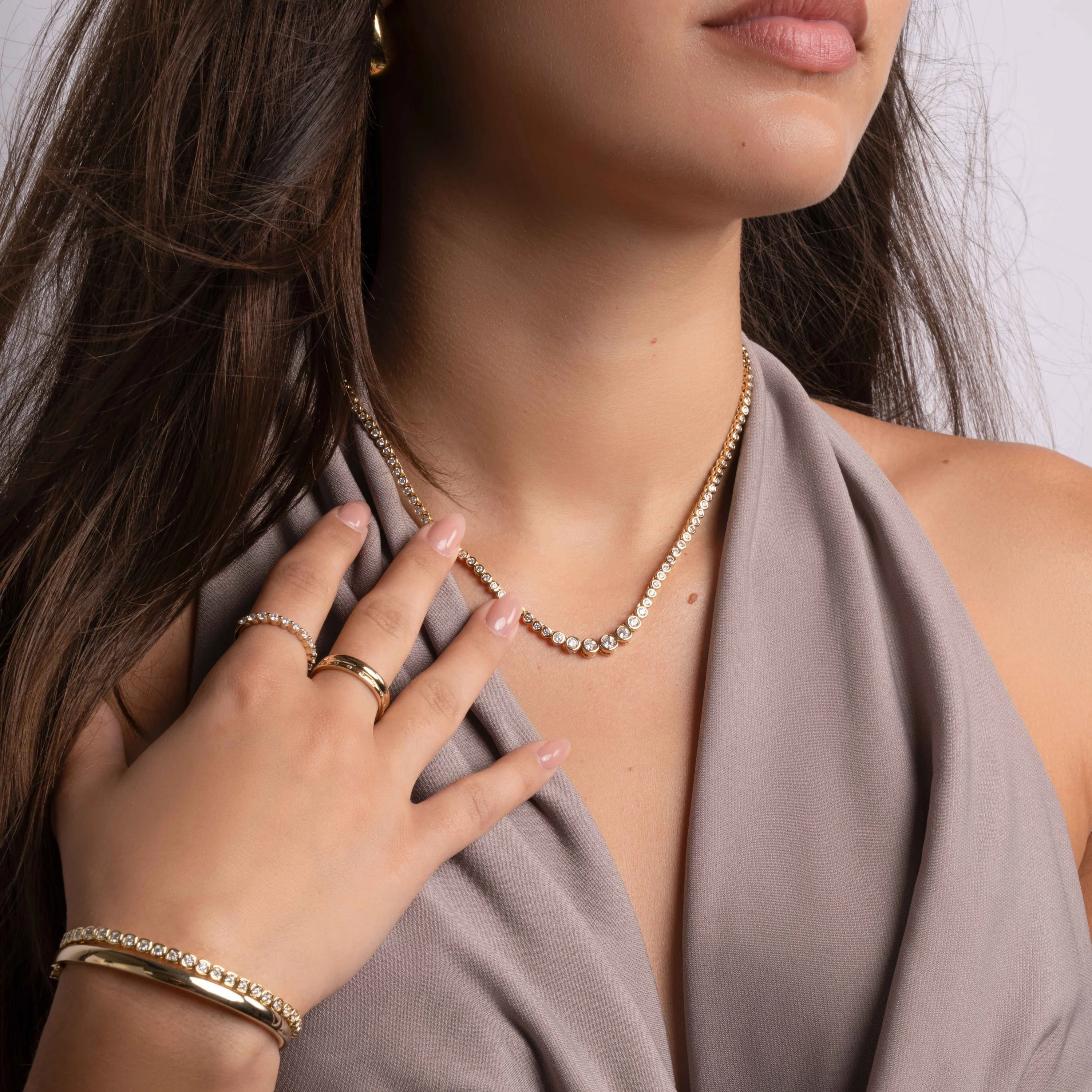 Gradient Bezel Tennis Necklace - Image 4