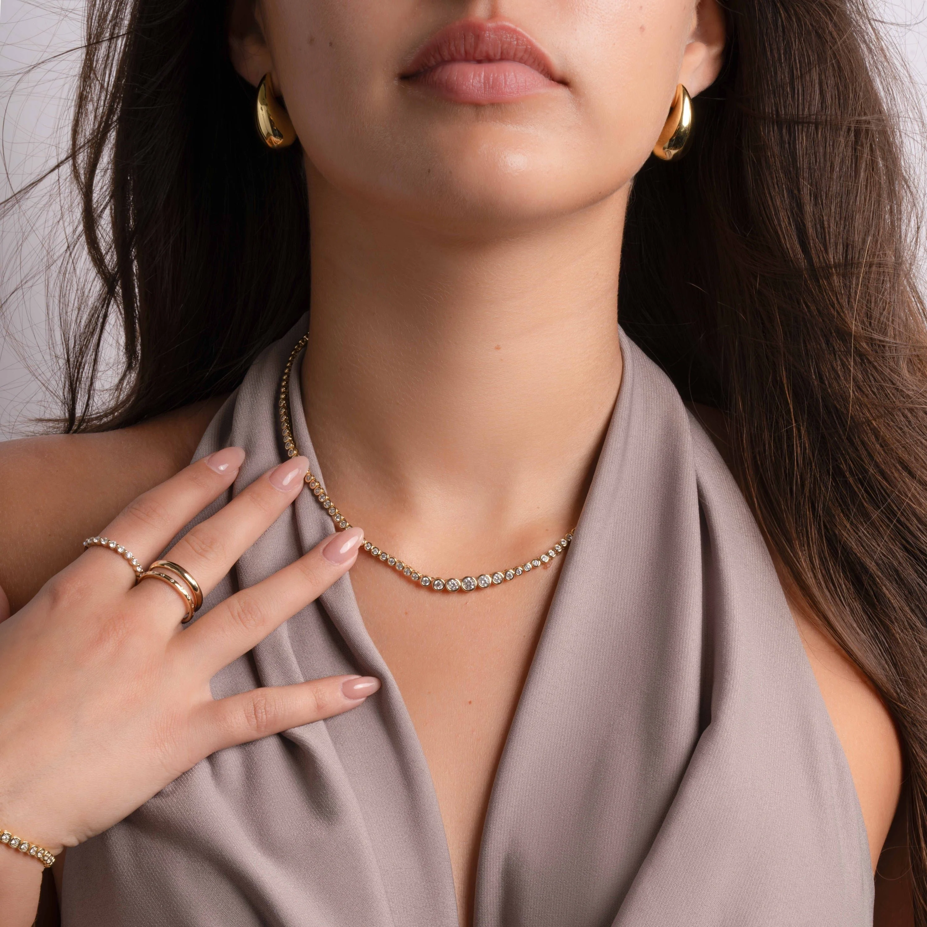 Gradient Bezel Tennis Necklace - Image 9