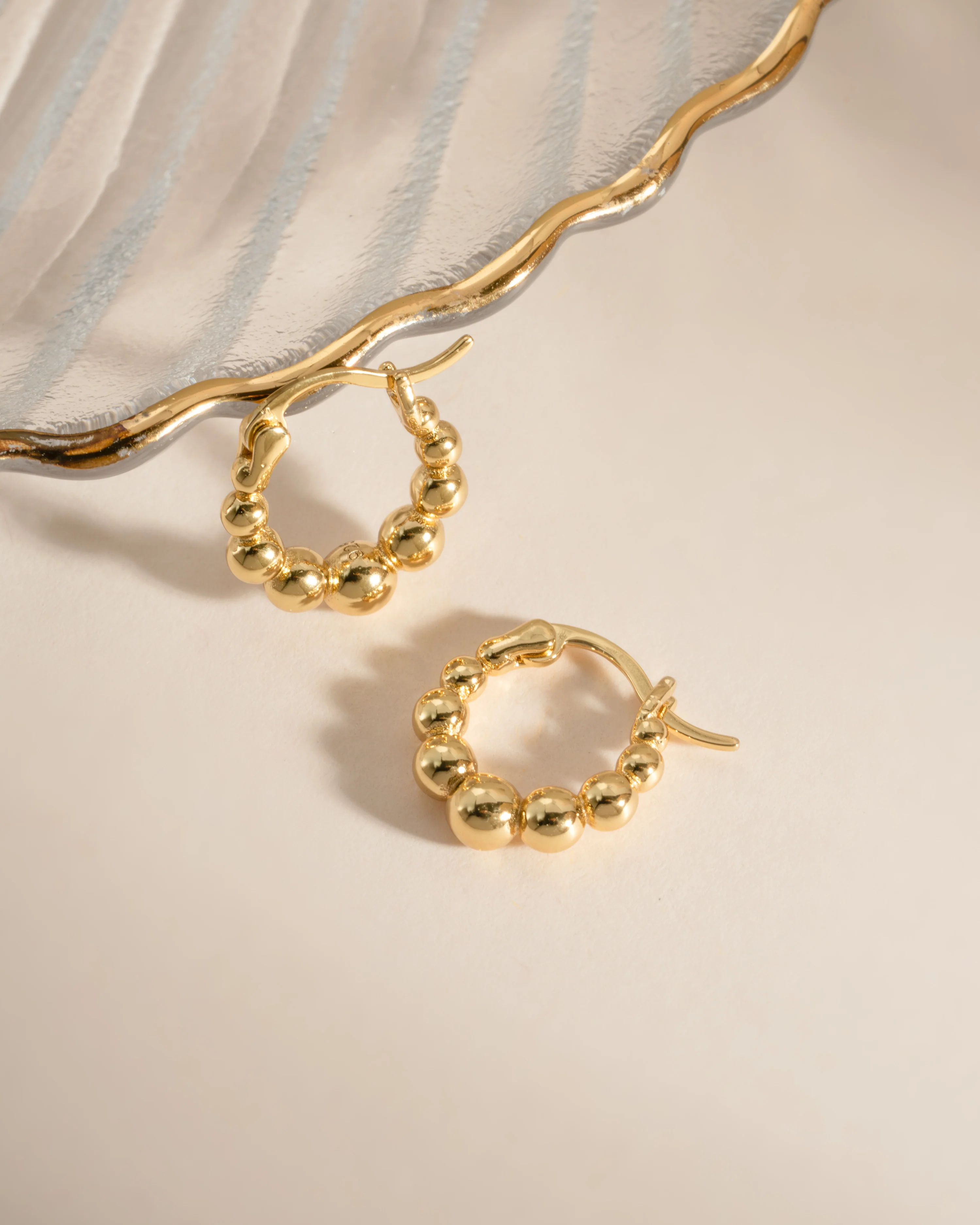 Graduated Beaded Hoop Earrings - Image 3