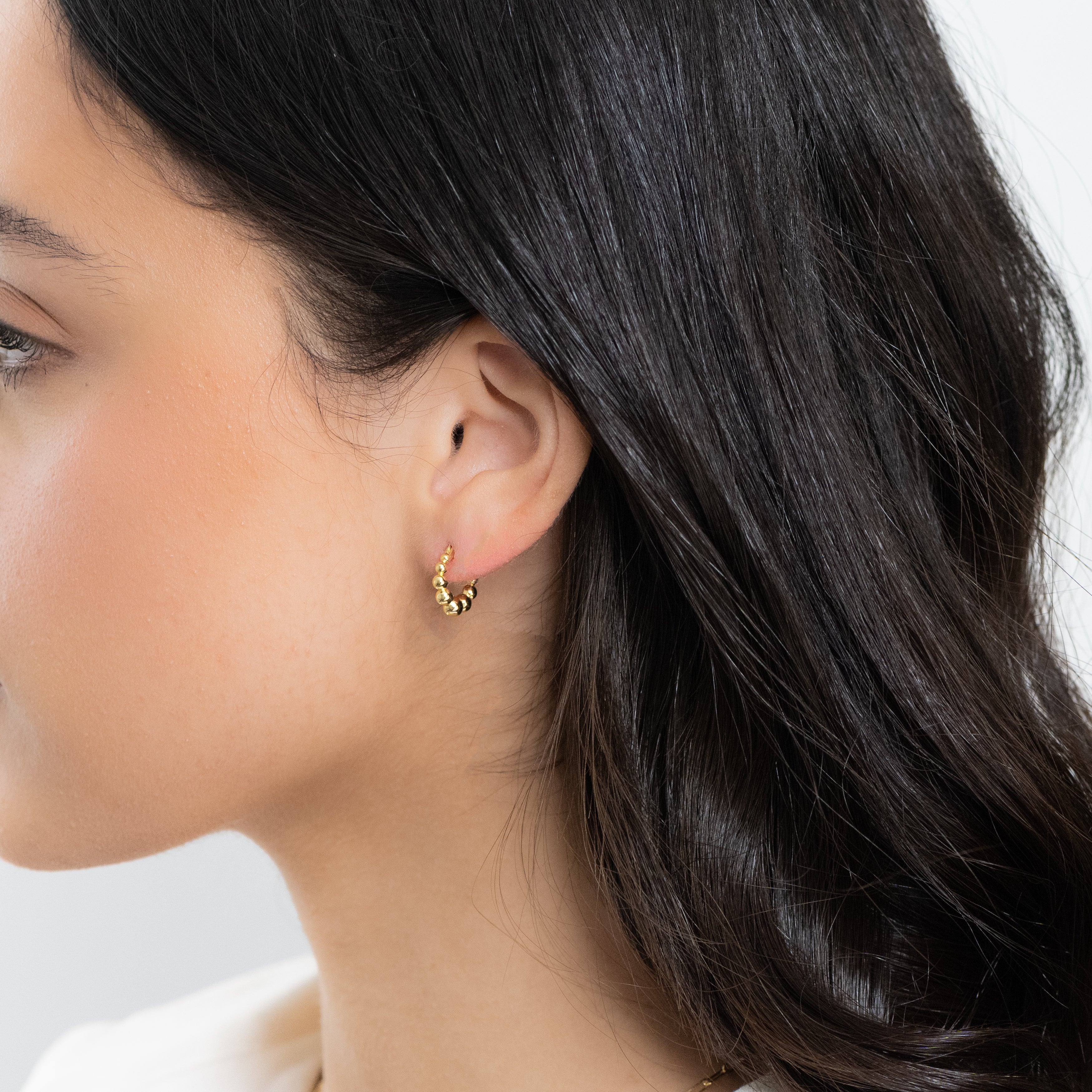 Graduated Beaded Hoop Earrings - Image 4