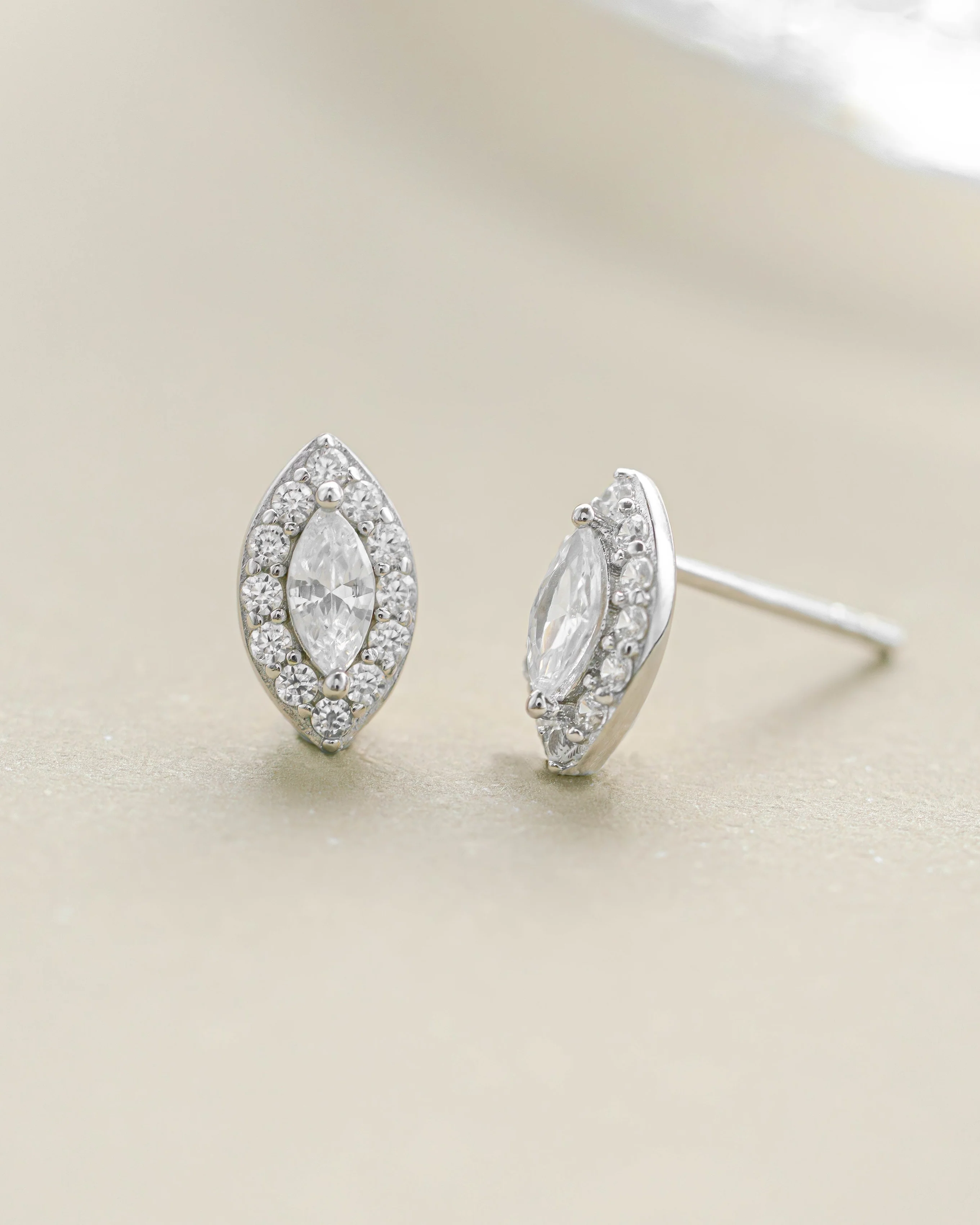 Halo Marquise Studs - Image 3