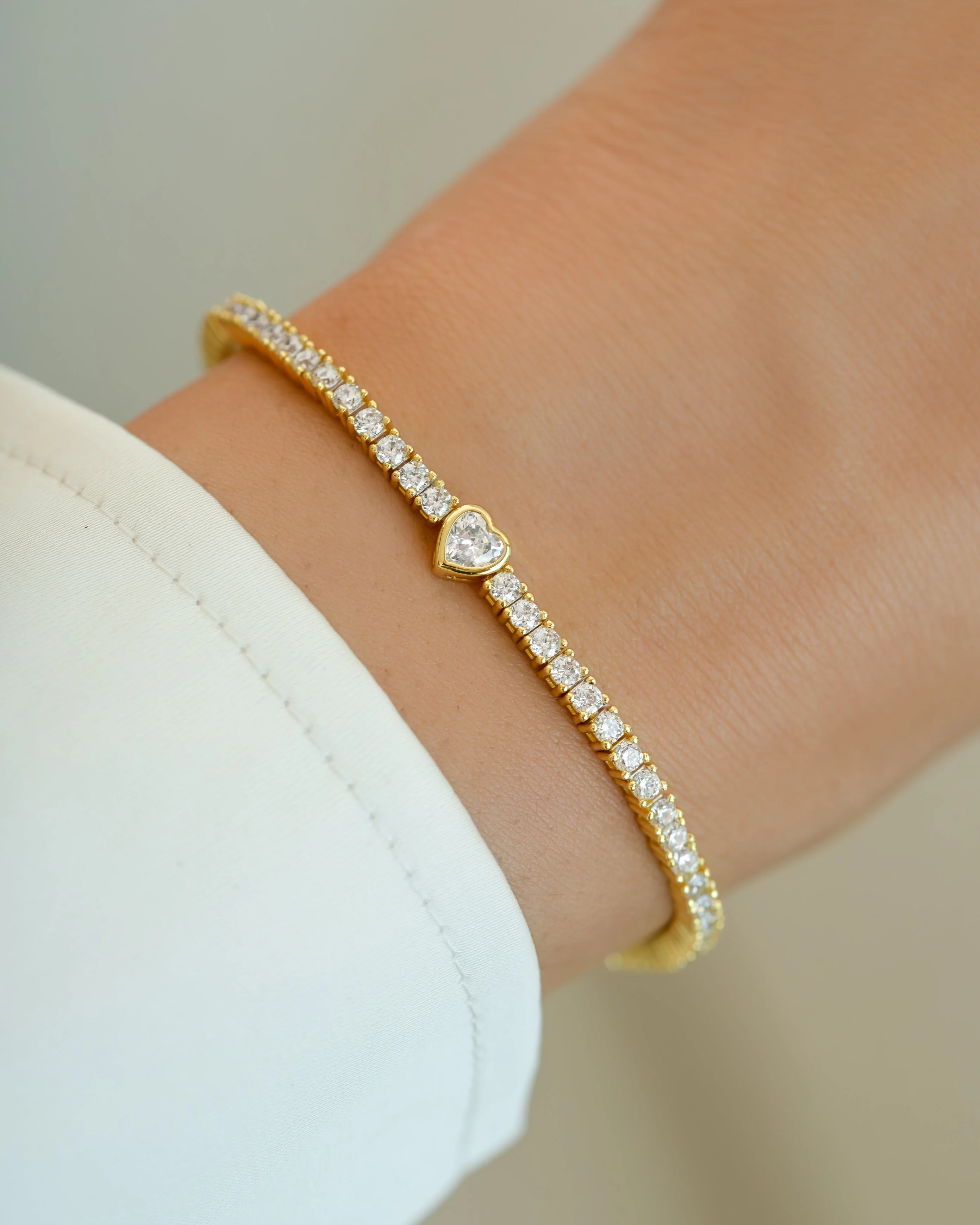 Heart Charm Tennis Bracelet - Image 2