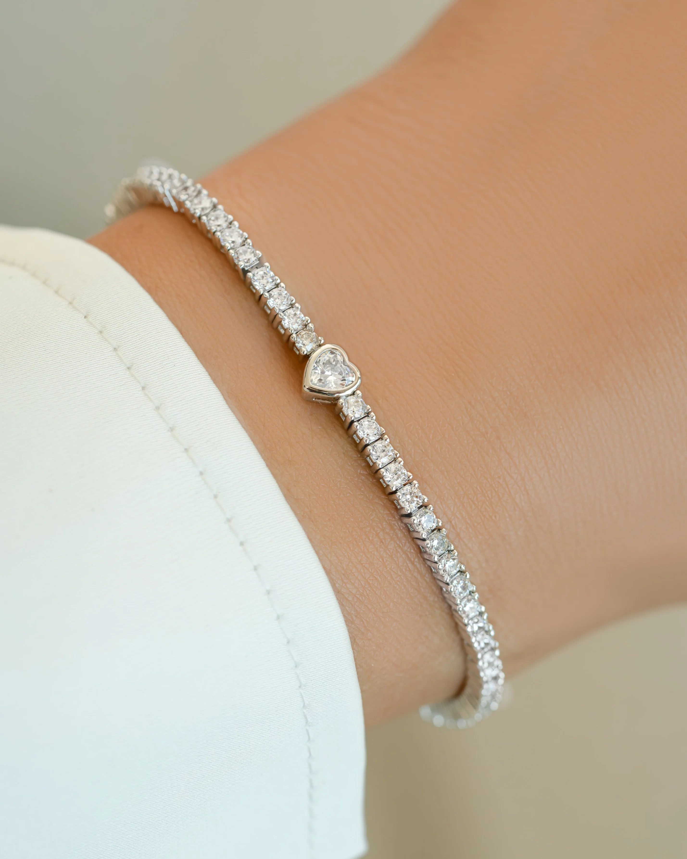 Heart Charm Tennis Bracelet - Image 4