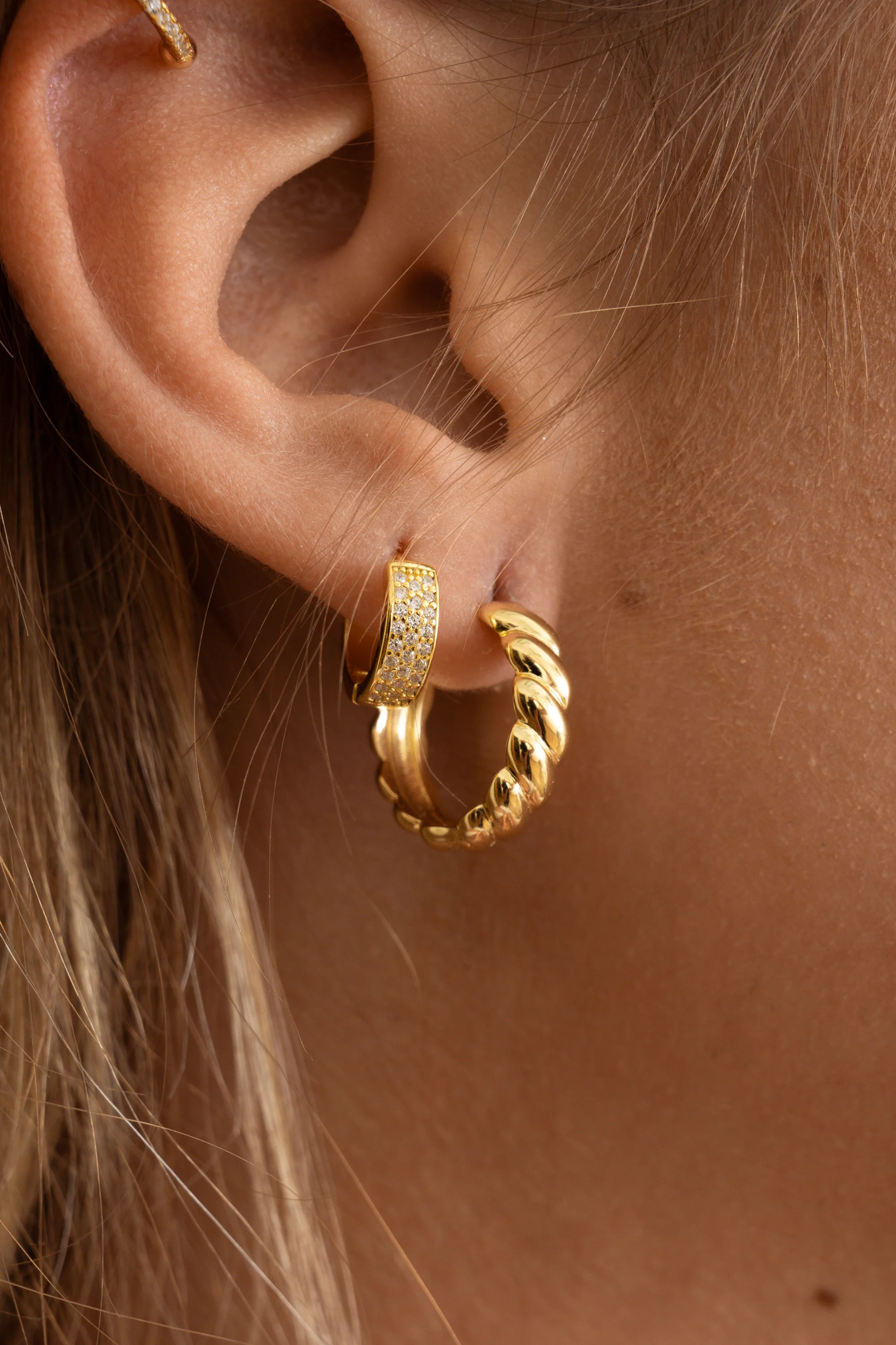 Lanie Diamond Huggie Earrings - Image 2