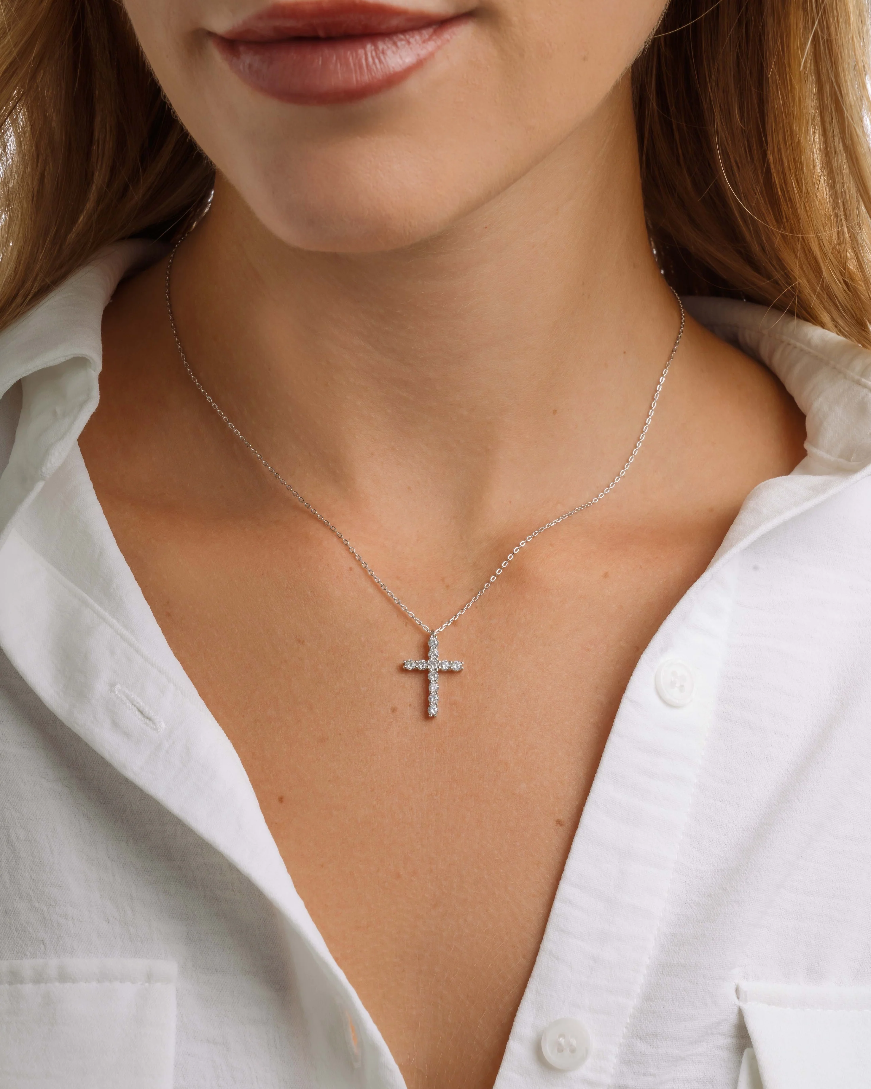 Large Studded Cross Necklace - Image 4
