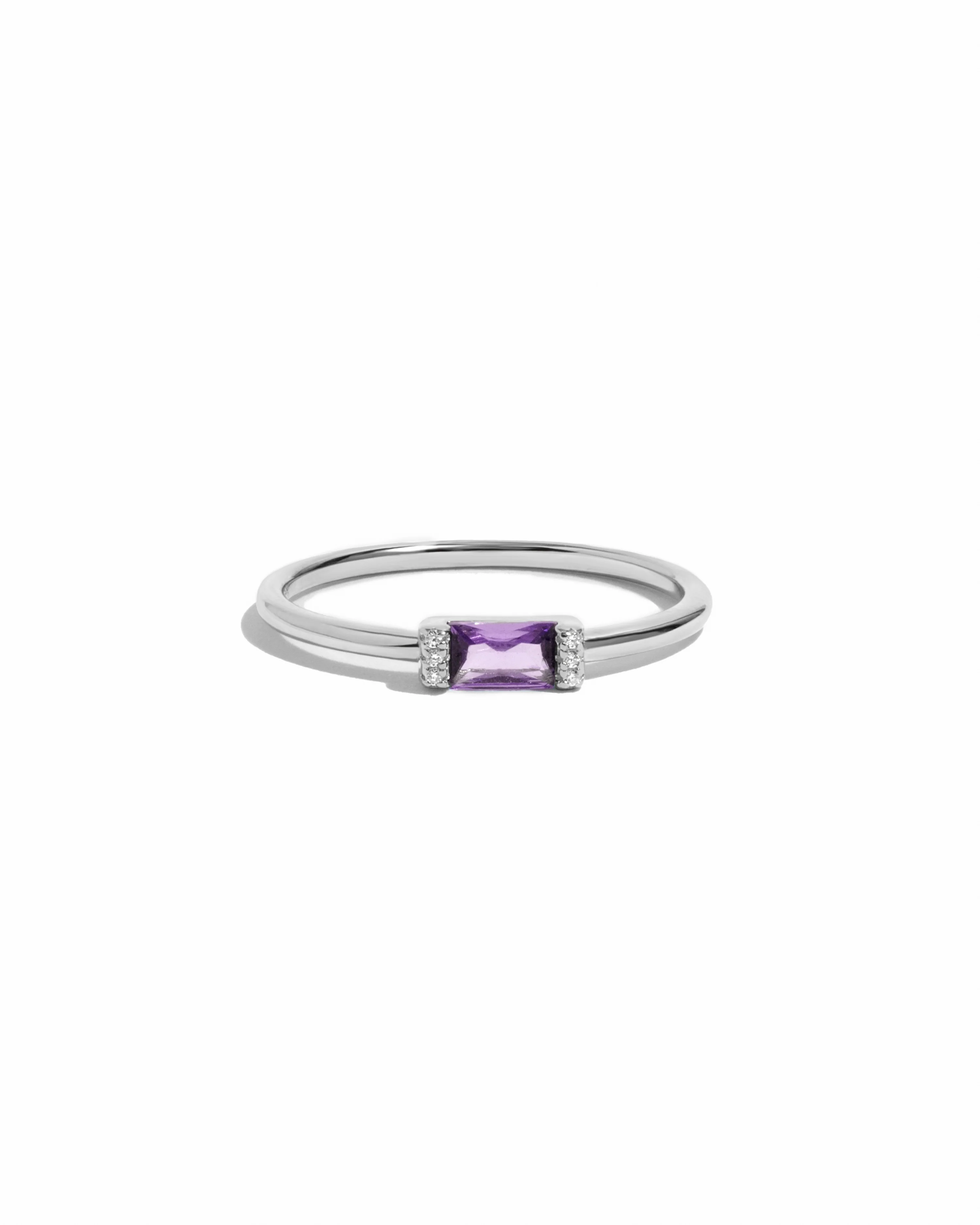 Light Amethyst Simple Baguette Ring - Image 10