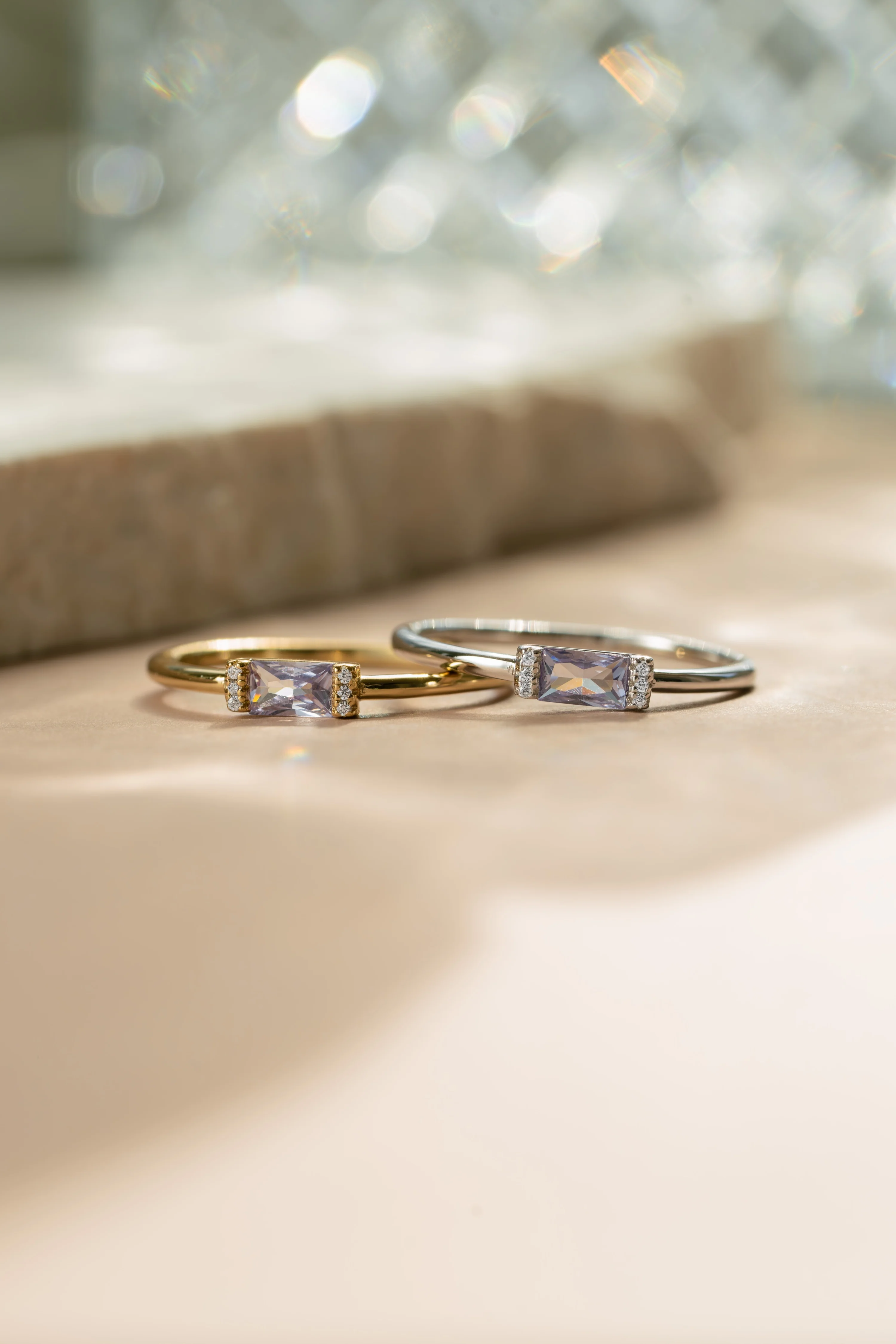 Light Amethyst Simple Baguette Ring - Image 3