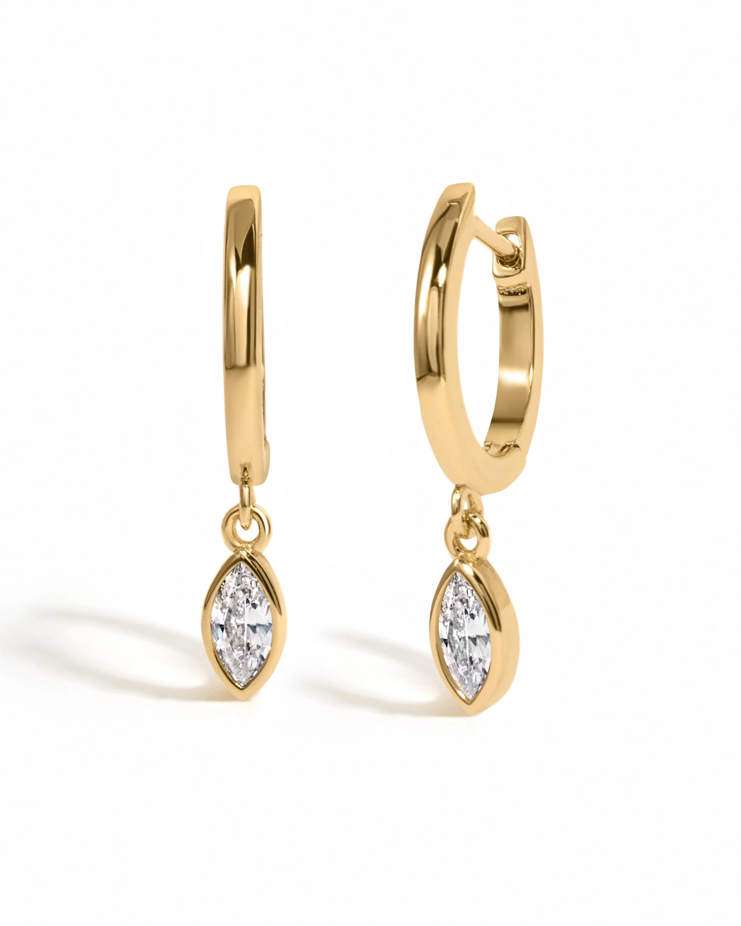 Marquise Bezel Drop Huggies