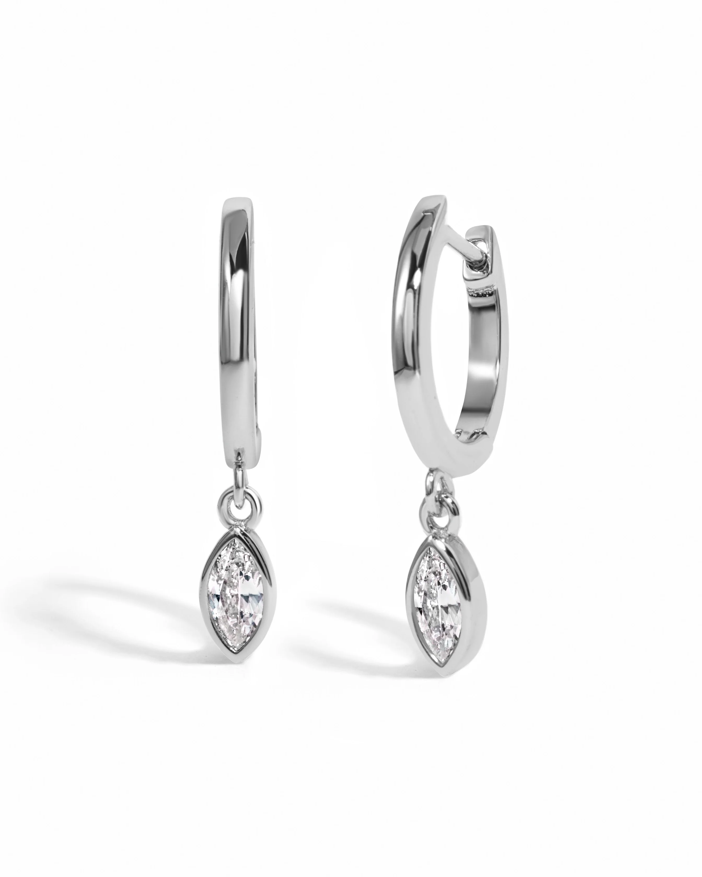 Marquise Bezel Drop Huggies - Image 10