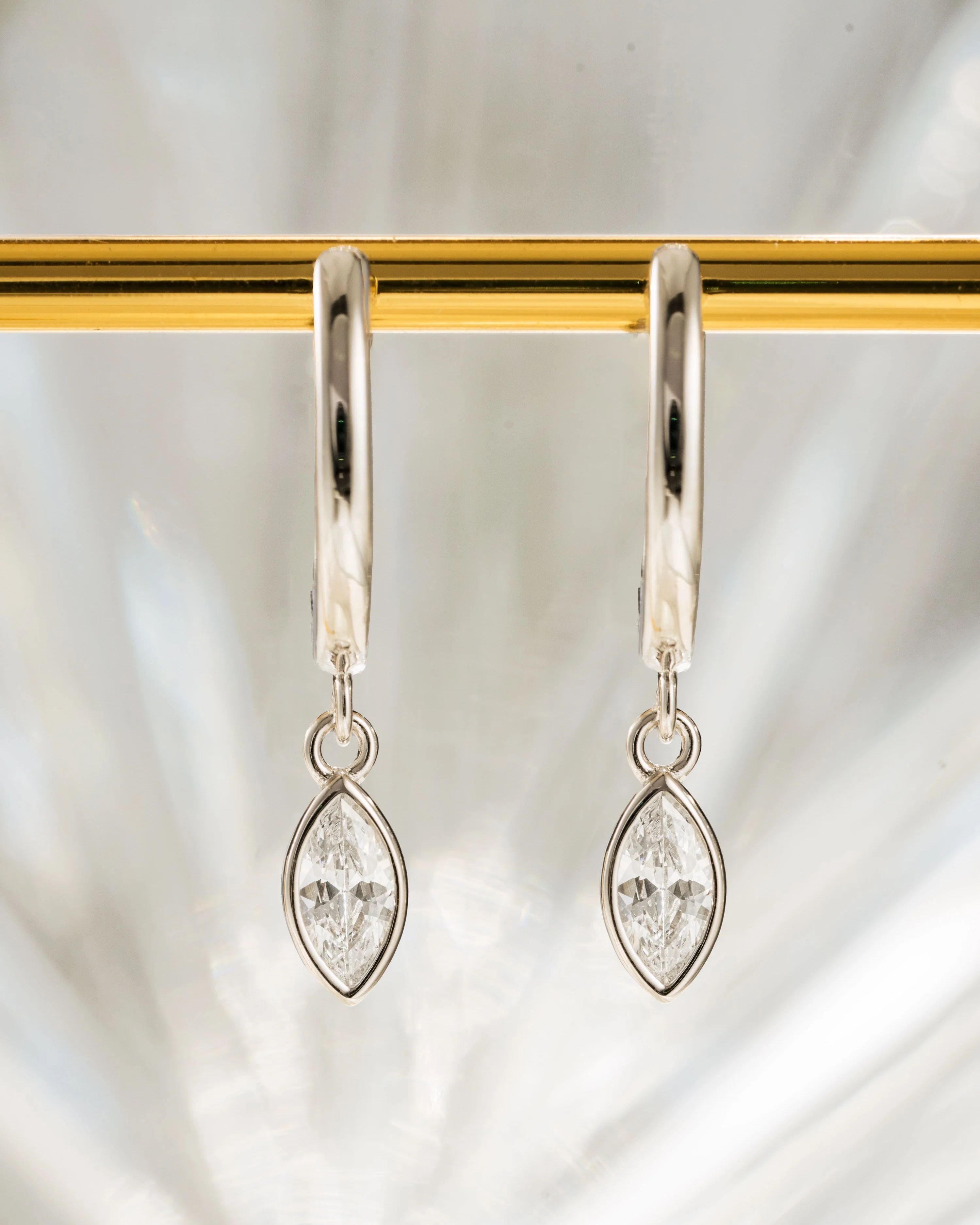Marquise Bezel Drop Huggies - Image 3