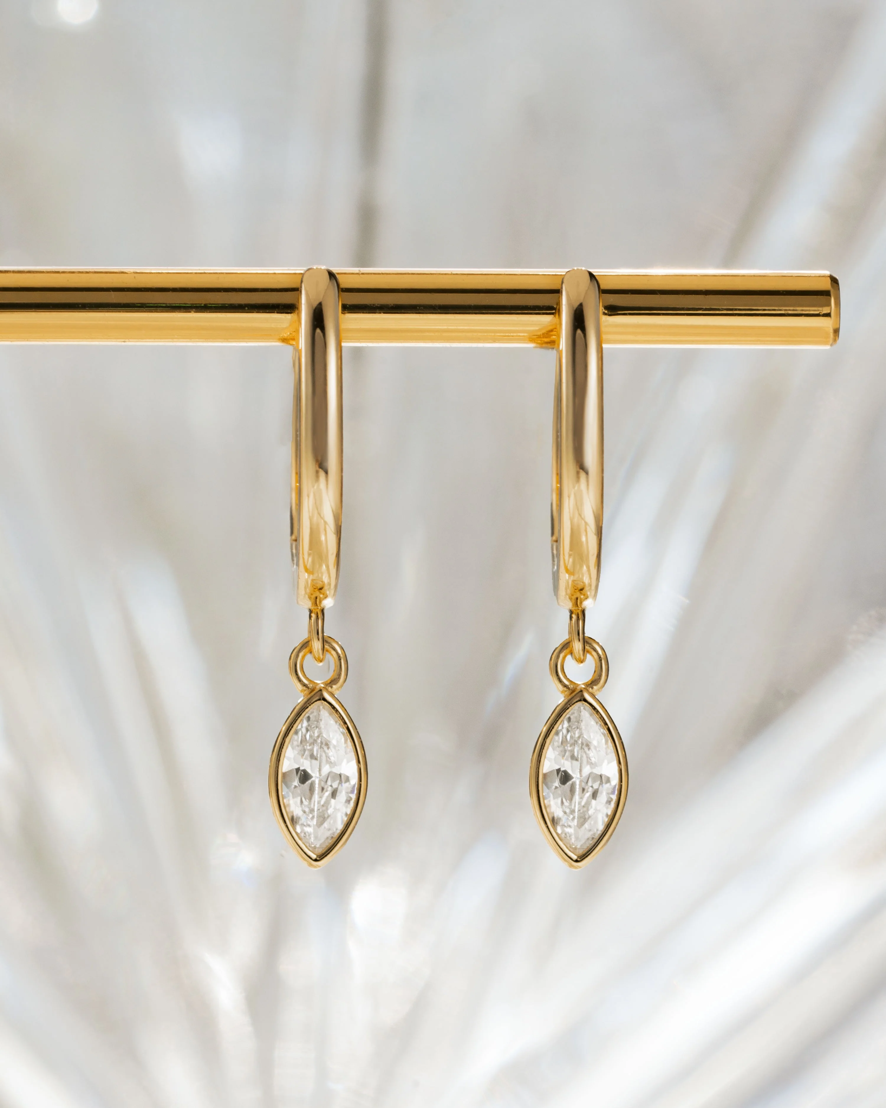 Marquise Bezel Drop Huggies - Image 5