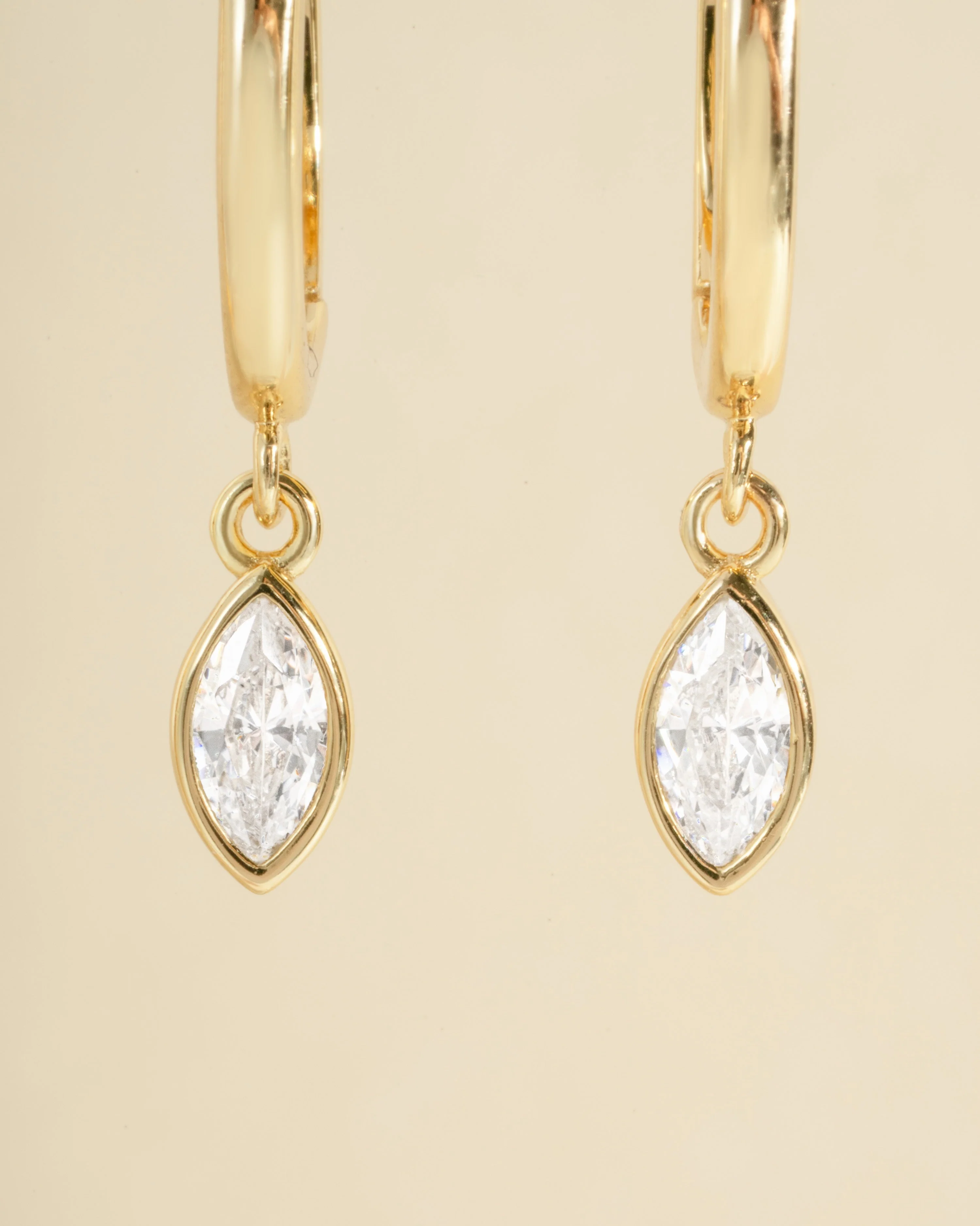 Marquise Bezel Drop Huggies - Image 7