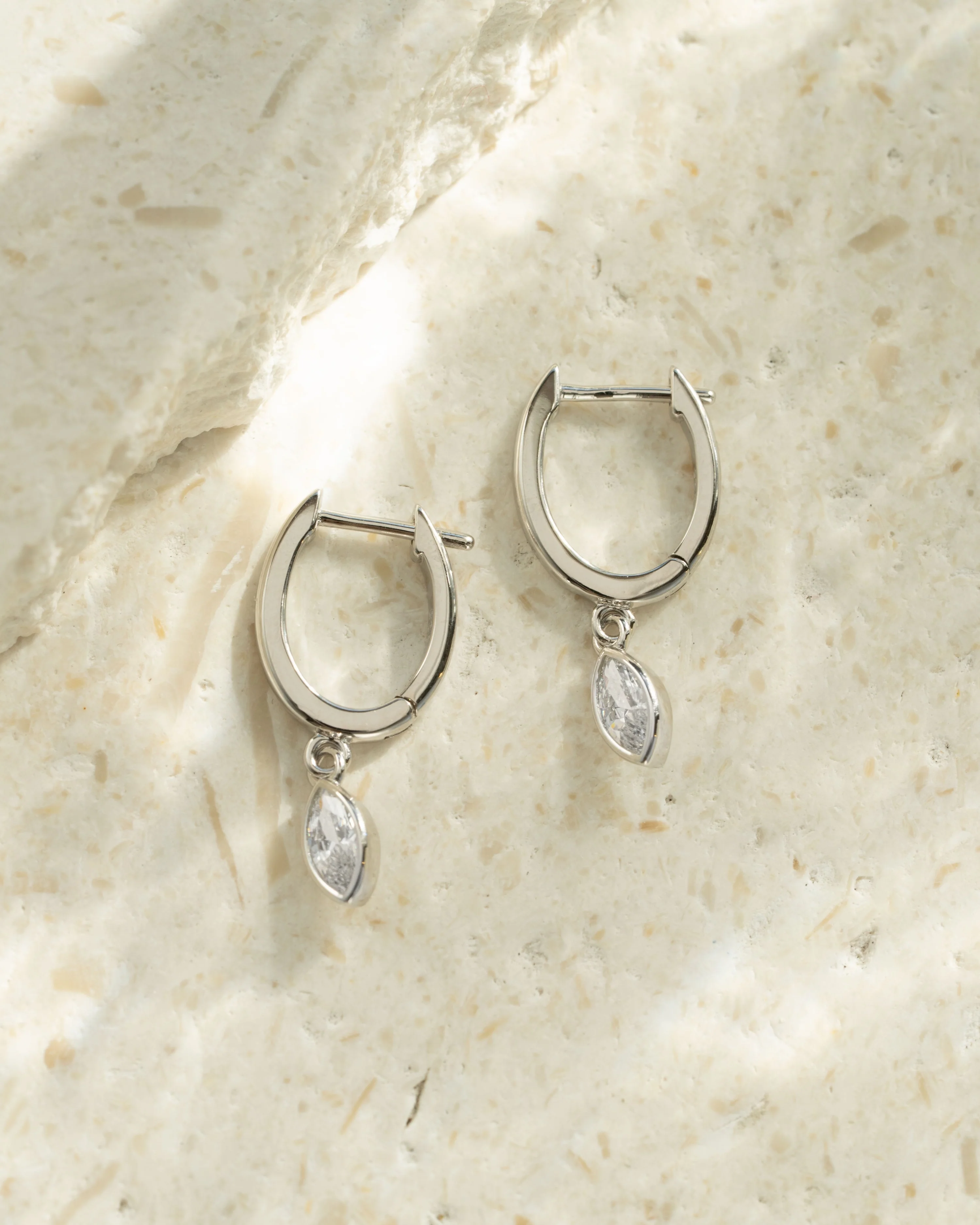 Marquise Bezel Drop Huggies - Image 8